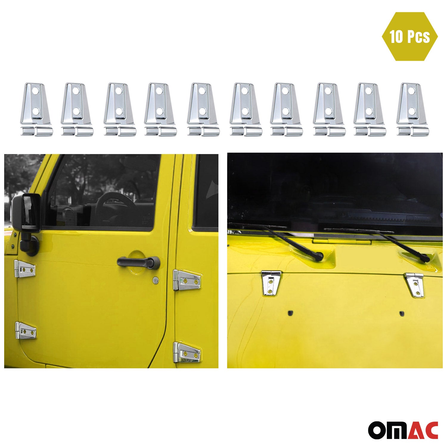 2007-2018 Jeep Wrangler Door Hinge Cover 10Pcs ABS Chrome Set