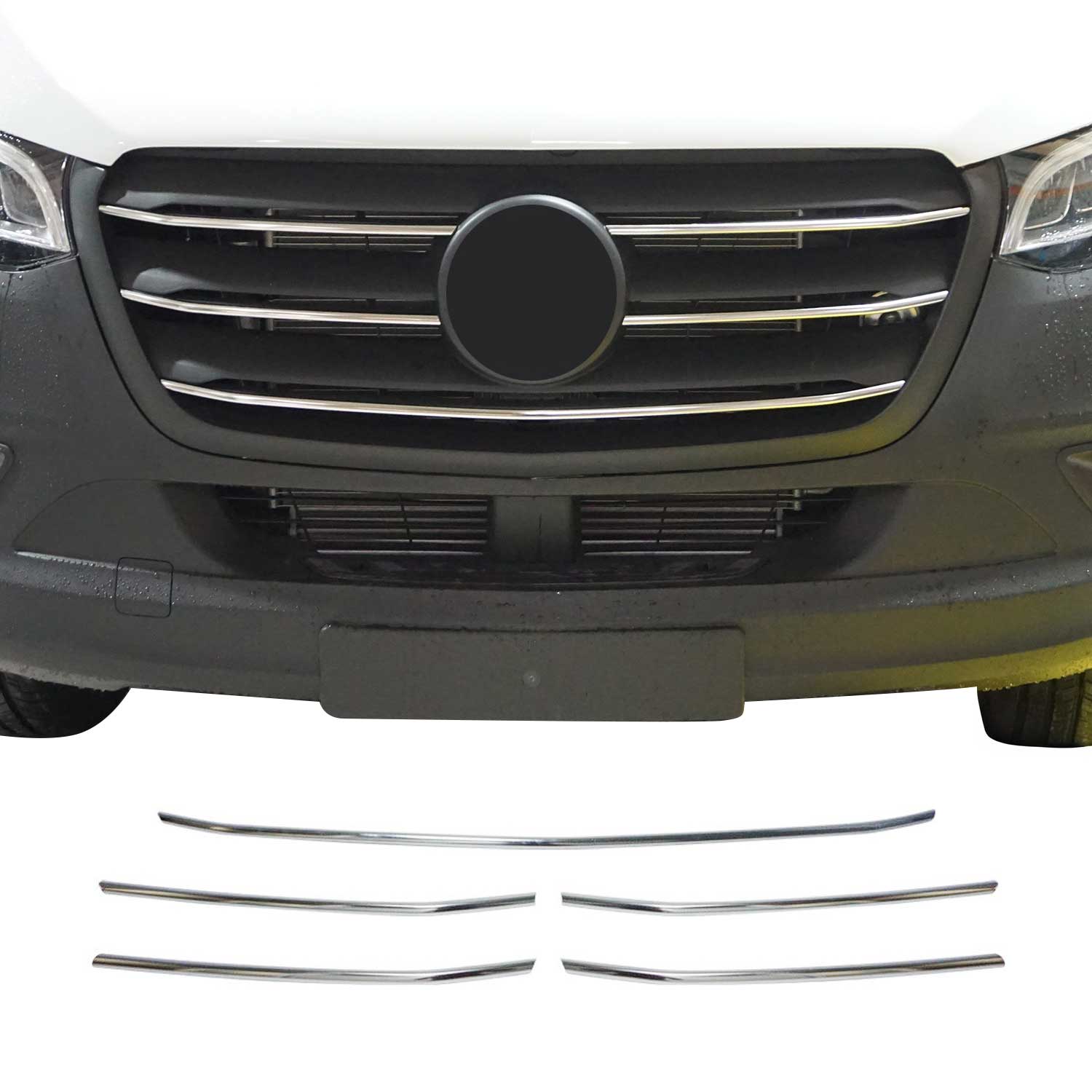 2019-2025 Mercedes Sprinter W907 910 Front Bumper Grill Trim Stainless Steel 5x