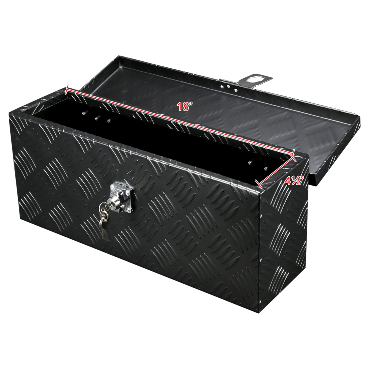 Universal 20" Heavy Duty Black Aluminum Truck Tool Box w/ Lock & Keys