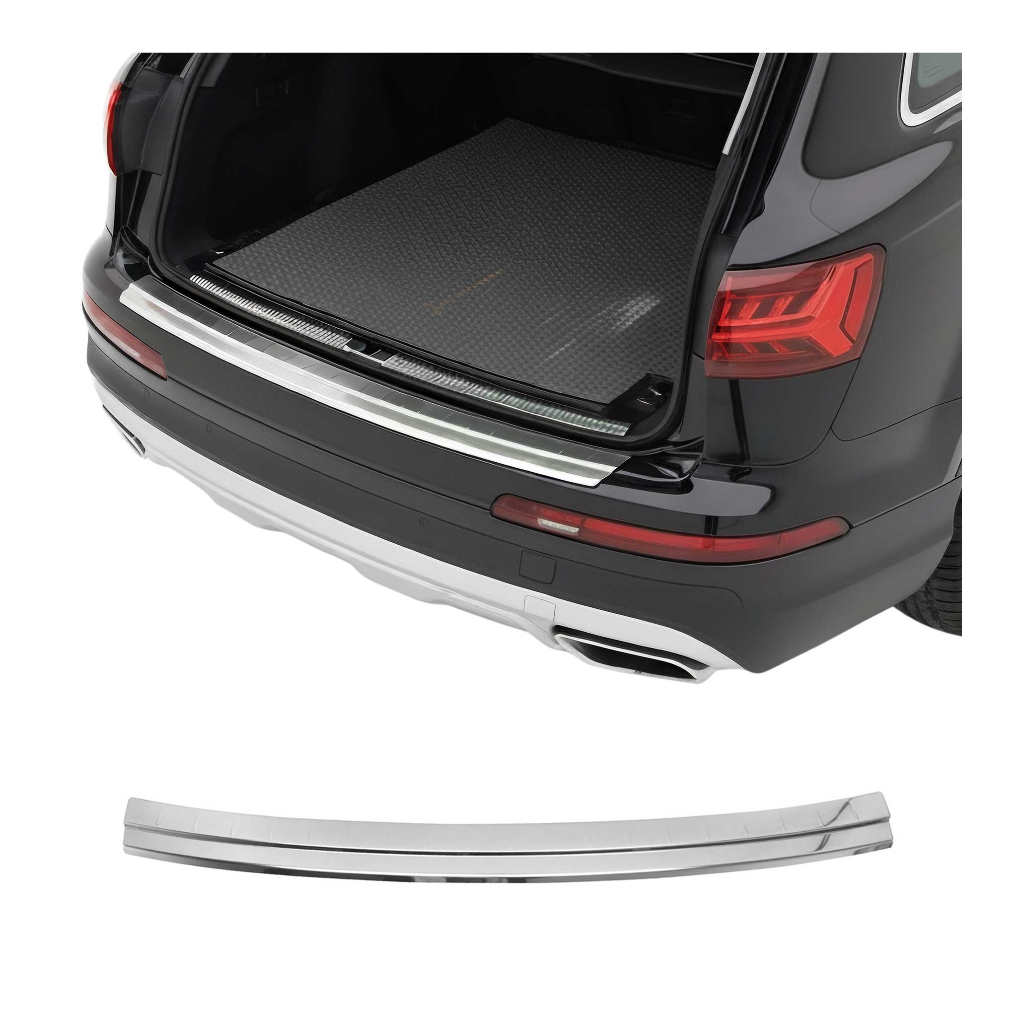 2017-2024 Audi Q7 4M Rear Bumper Guard Stainless Steel Glossy