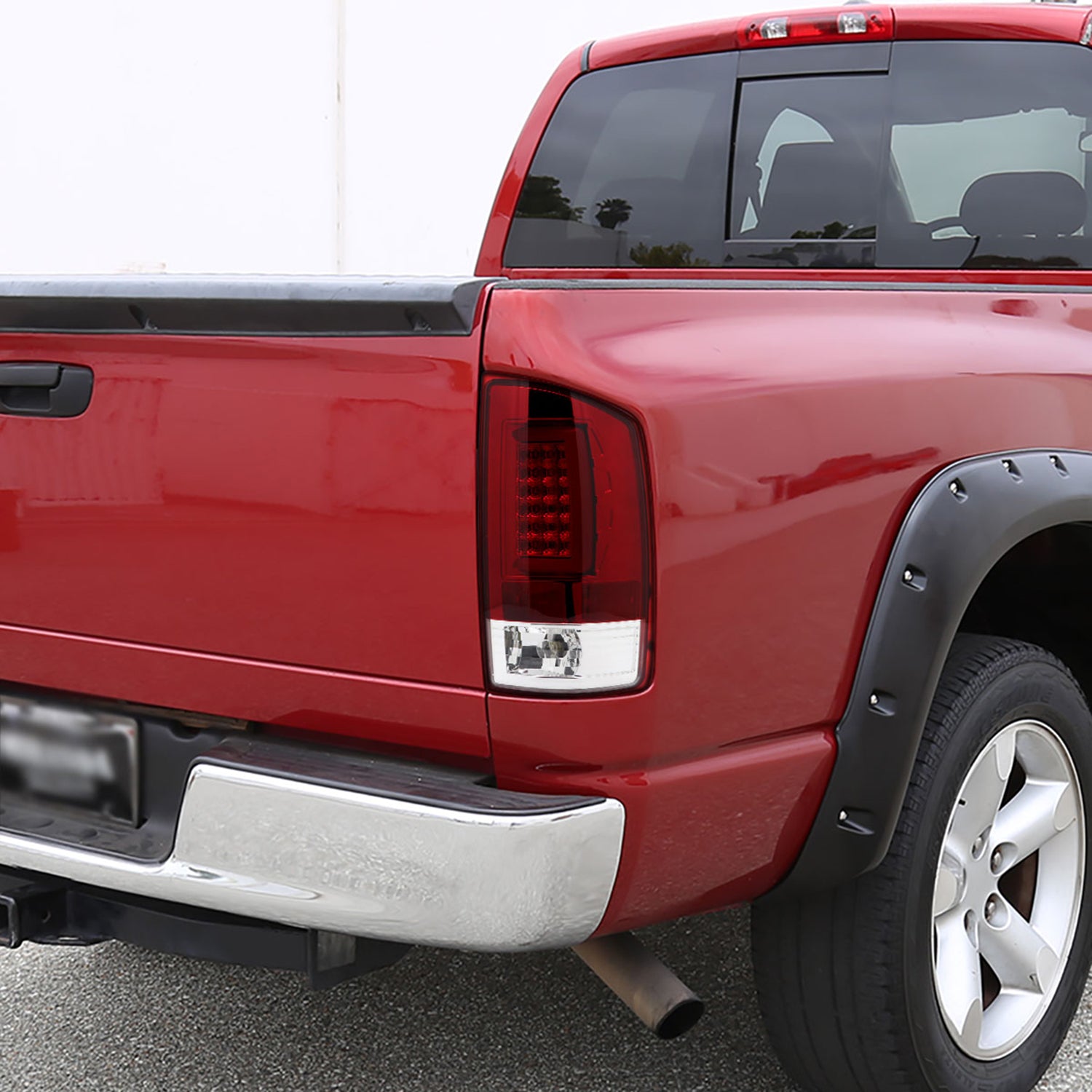 2007-2009 Dodge RAM 1500/2500/3500 LED Tail Lights Chrome/Red Clear Lens