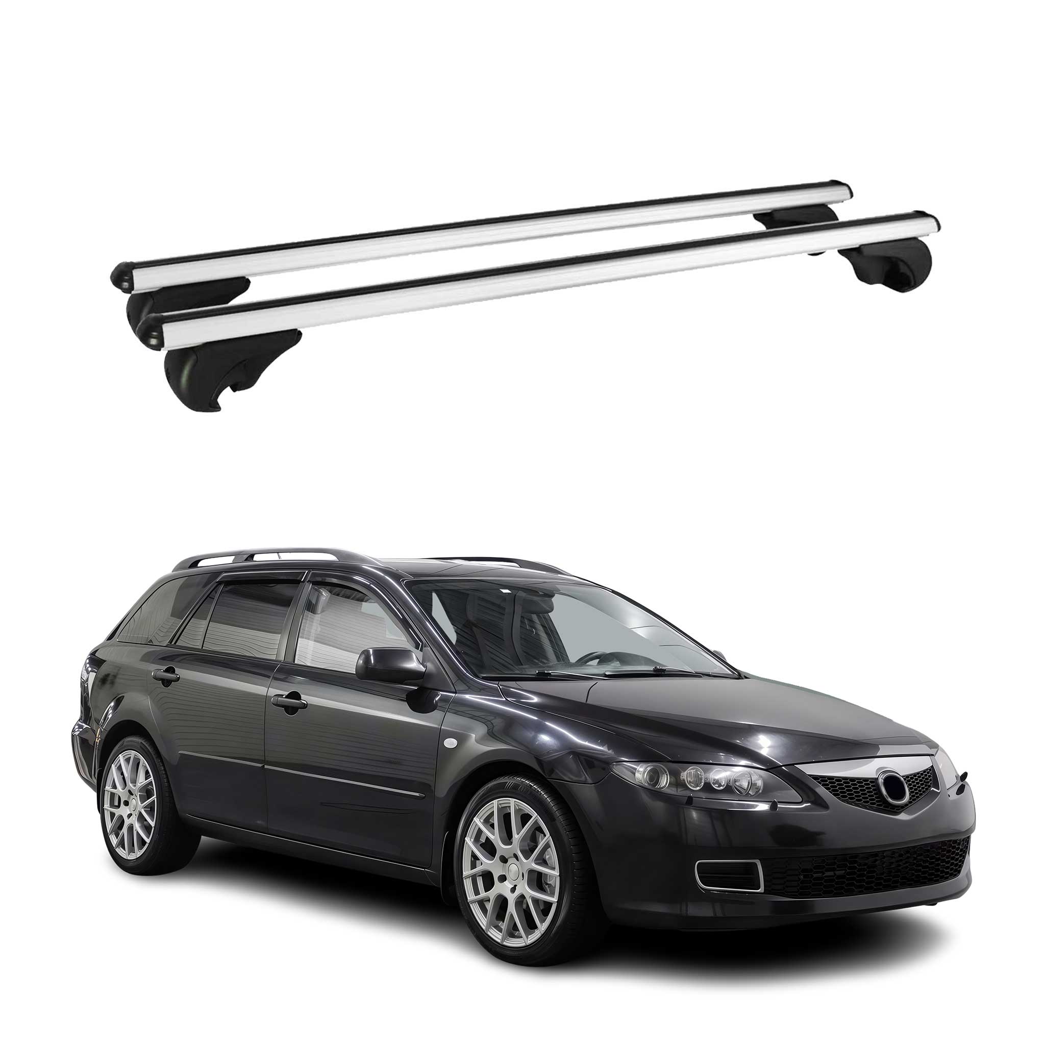 2003-2008 Mazda 6 Roof Rack Cross Bars Silver