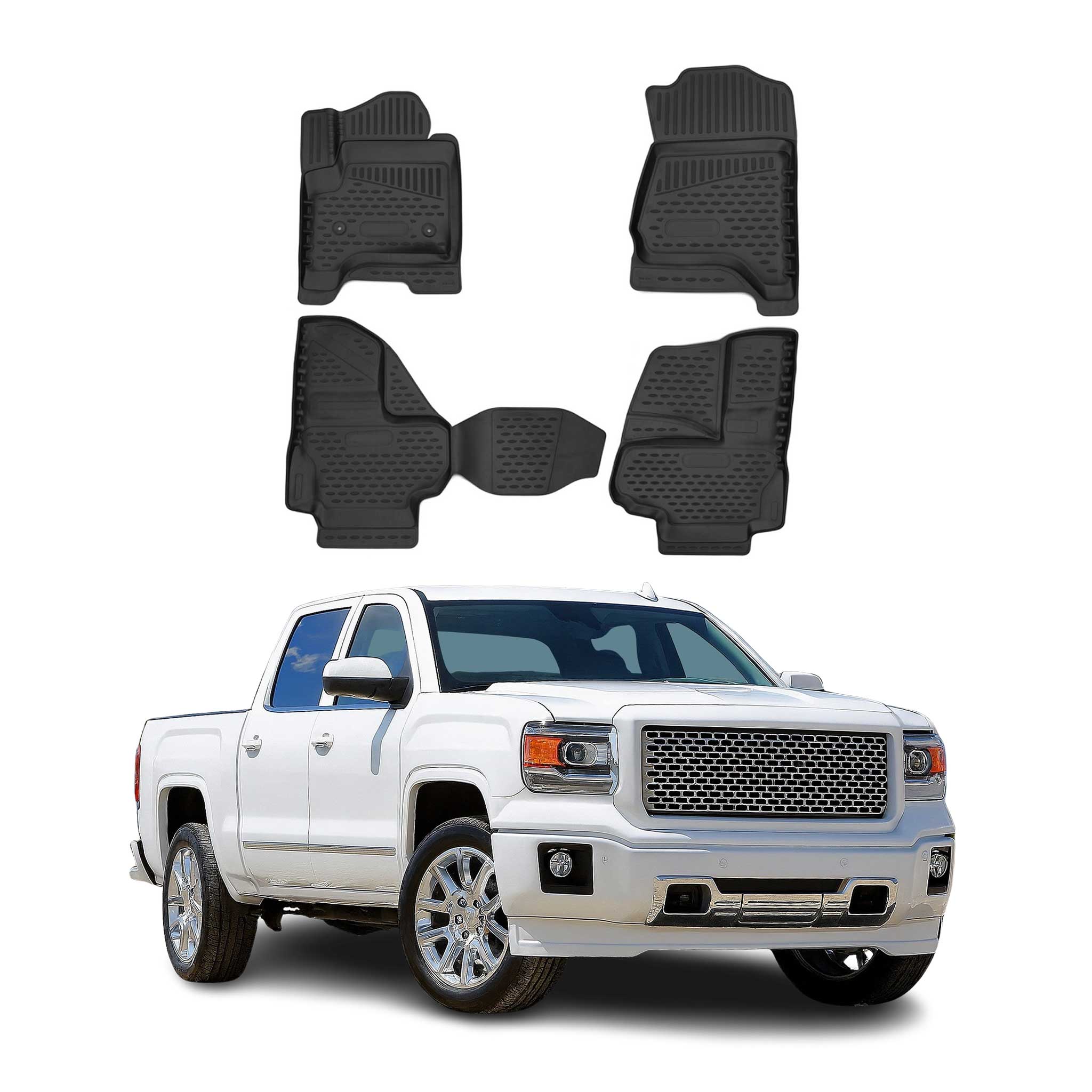 2014-2018 GMC Sierra Floor Mats Liners Full Set All Weather Black