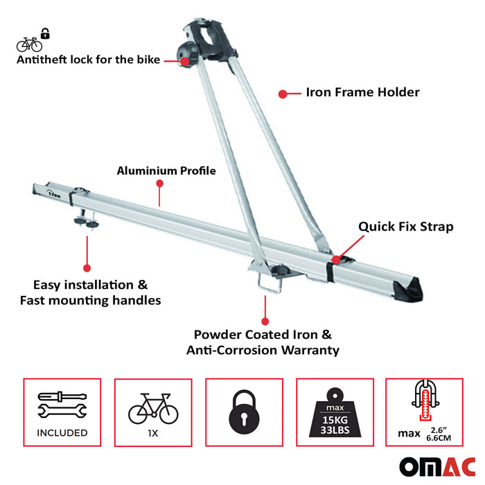 Bike Carrier Roof Mount Aluminum Steel Bicycle Rack Cycling Car Truck SUV