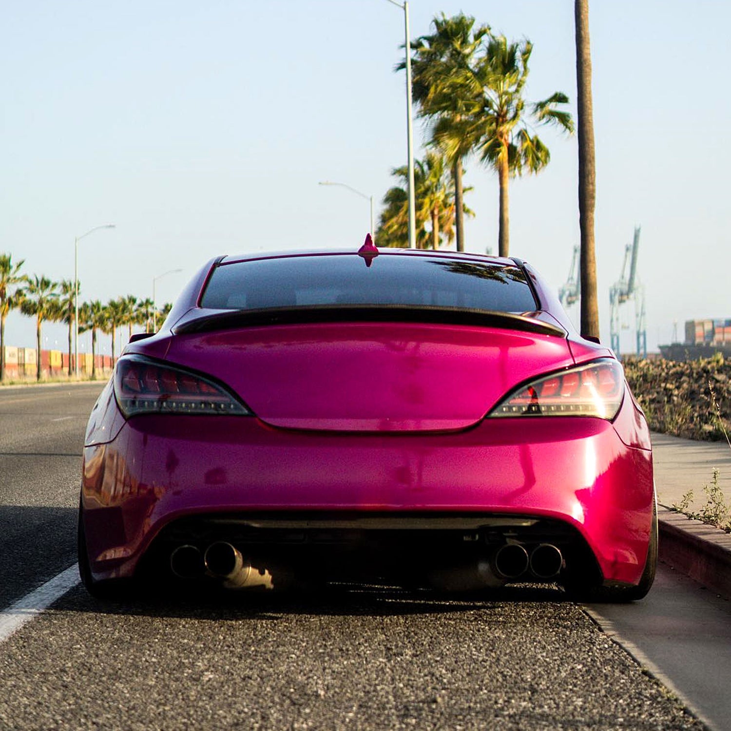 2010-2016 Hyundai Genesis Coupe Red Bar LED Tail Lights Satin Black/Clear