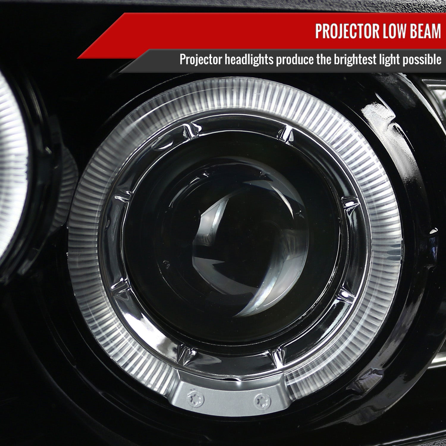 2010-2014 Ford Mustang Dual Halo Projector Headlights Jet Black/Clear Lens