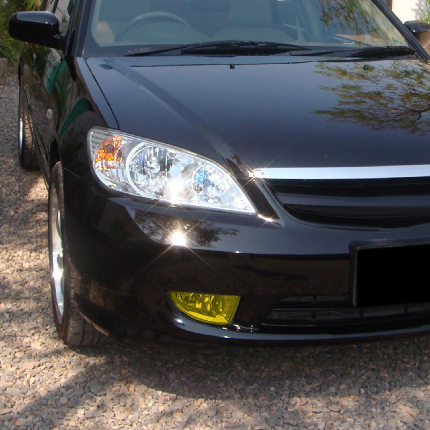 2004-2005 Honda Civic Coupe/Sedan H8 Fog Lights Kit Chrome/Yellow Lens