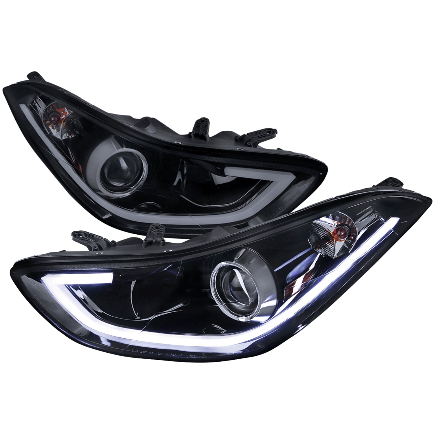 2011-2013 Hyundai Elantra Projector Headlights w/ LED Bar Glossy Black/Smoke