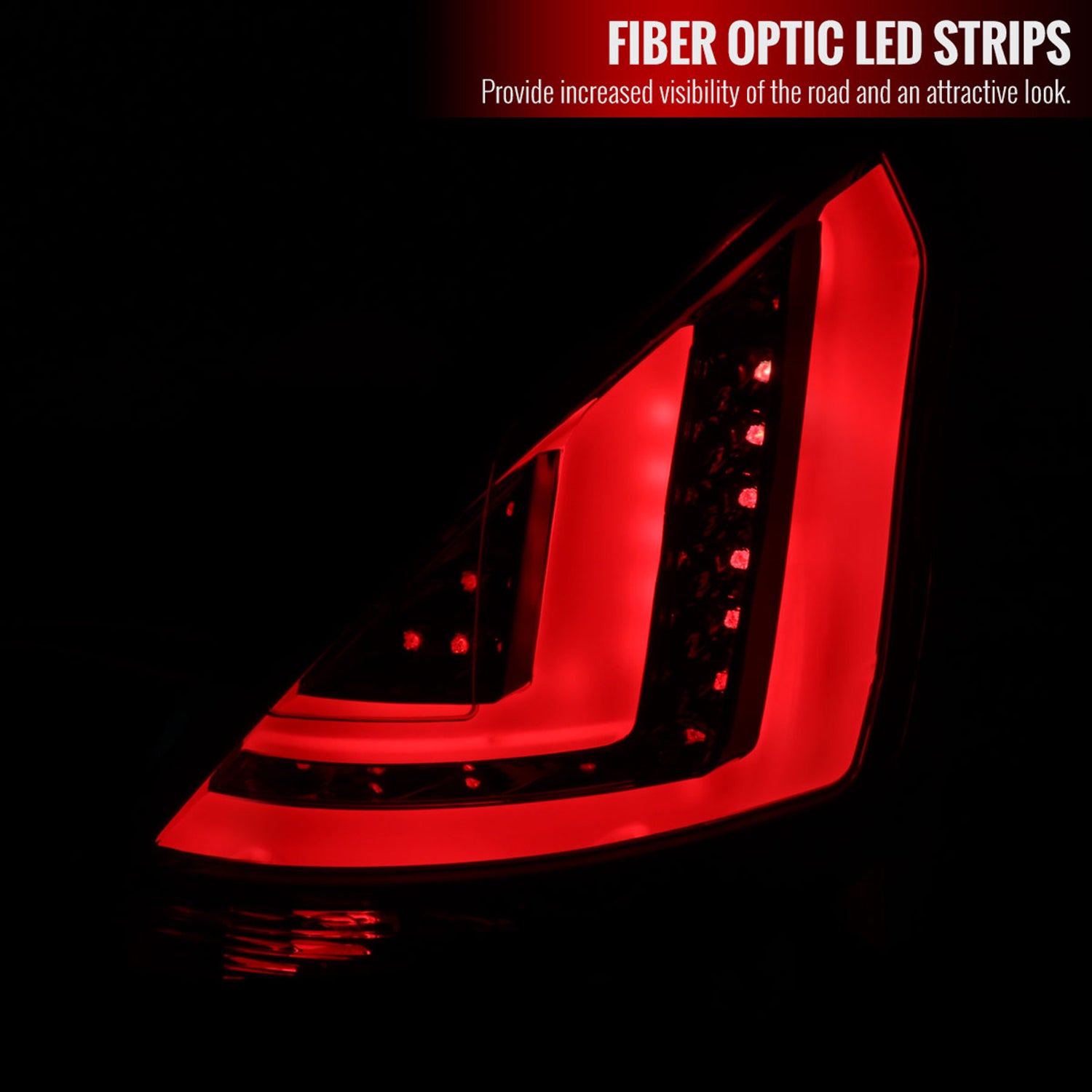 2014-2019 Ford Fiesta Hatchback LED Bar Tail Lights Chrome/Red Smoke Lens