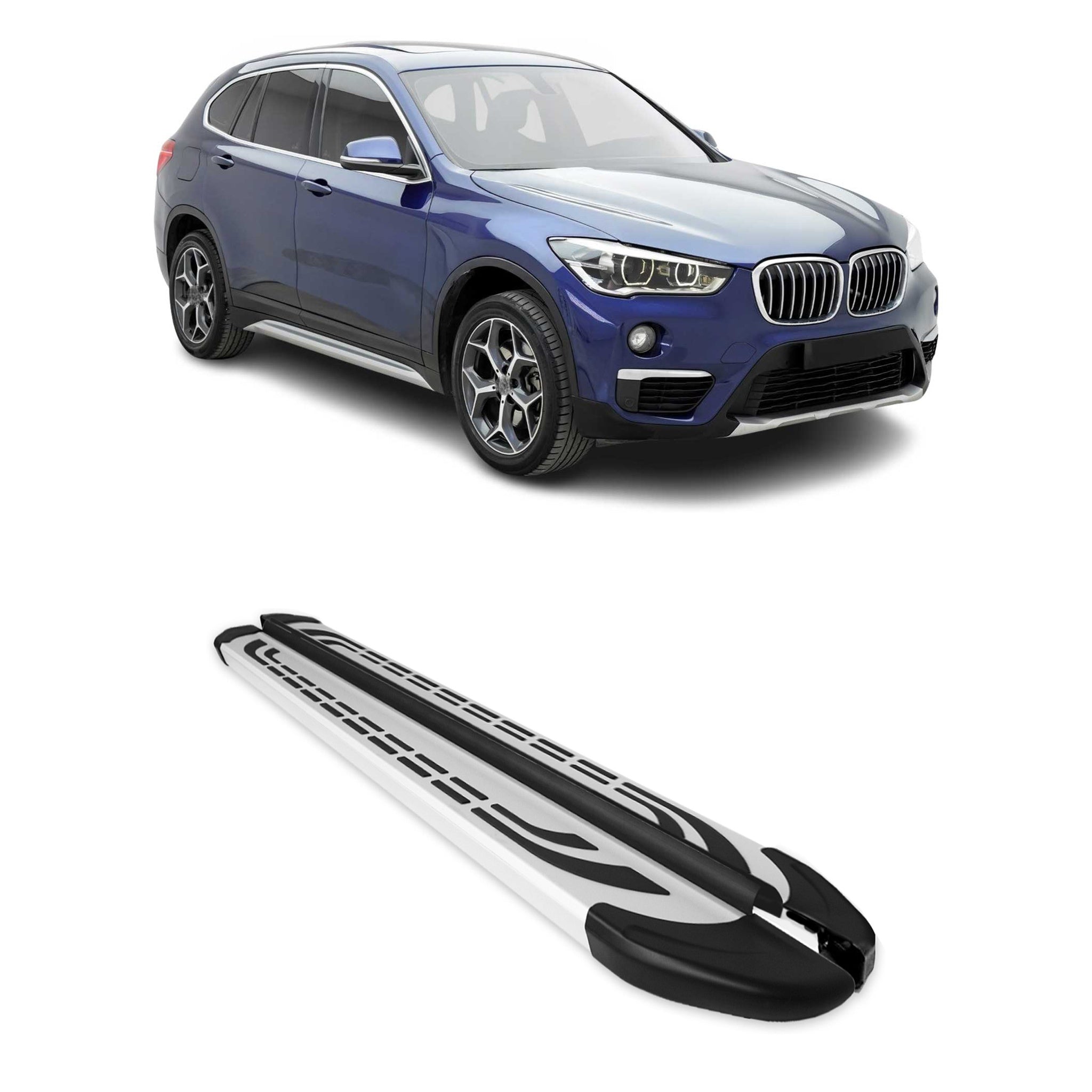 Nerf Bars Side Step Running Boards for BMW X1 2016-2022 Aluminium Silver 2 Pcs