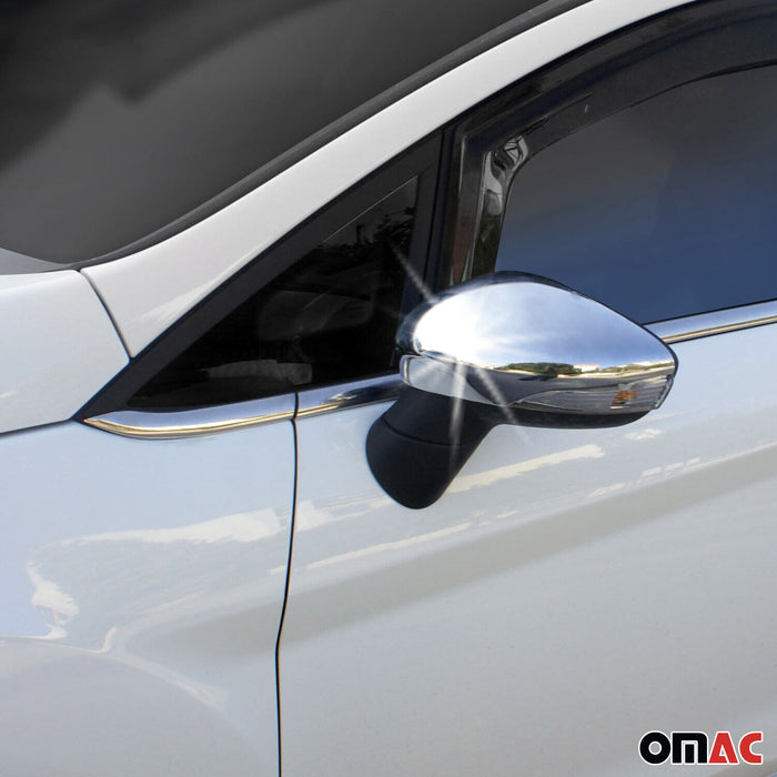 Side Mirror Cover Caps Fits Ford Fiesta / B-Max 2011-2019 Chrome Steel Silver 2x