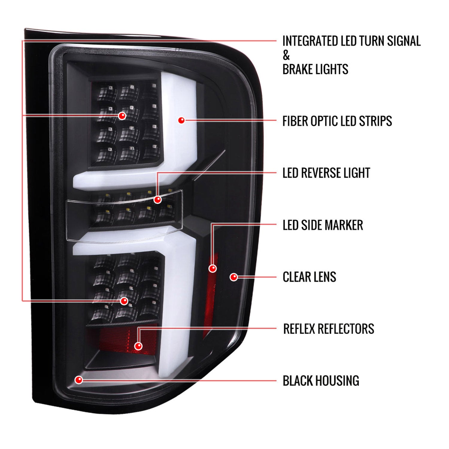 2007-2013 Chevy Silverado 1500 2500HD/3500HD LED Tail Lights White Bar Black