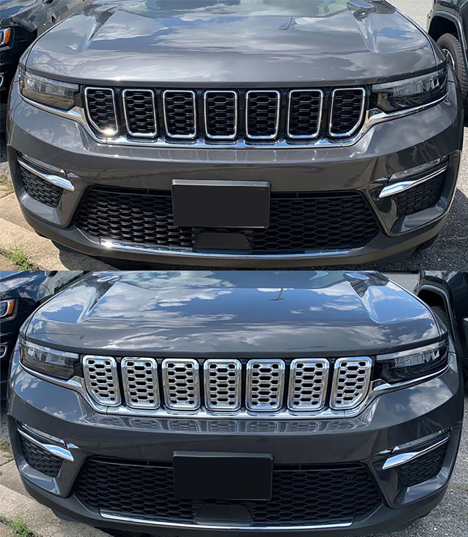 2021-2025 Jeep Grand Cherokee L Grille Overlay Chrome 8Pcs ABS Plastic