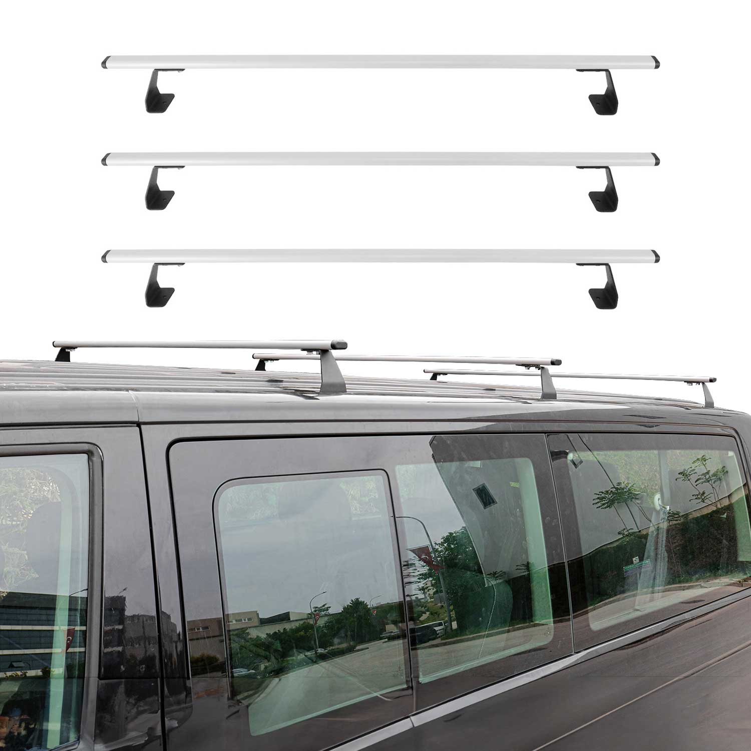 2013-2021 Nissan NV200 Roof Rack Cross Bars Luggage Carrier Steel Silver 3 Pcs