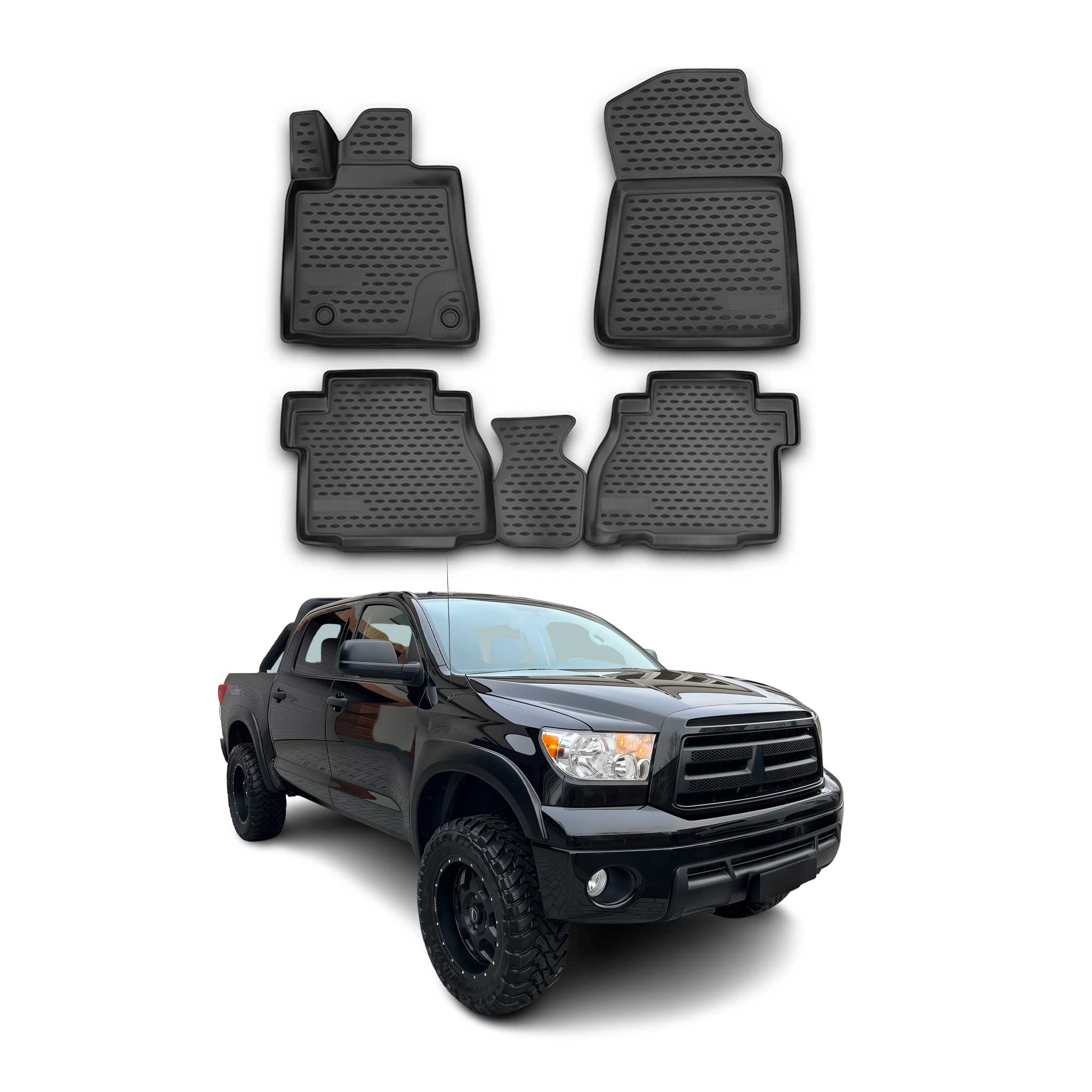 2007-2013 Toyota Tundra Double Cab/CrewMax Floor Mats Liners Full Set All Weather