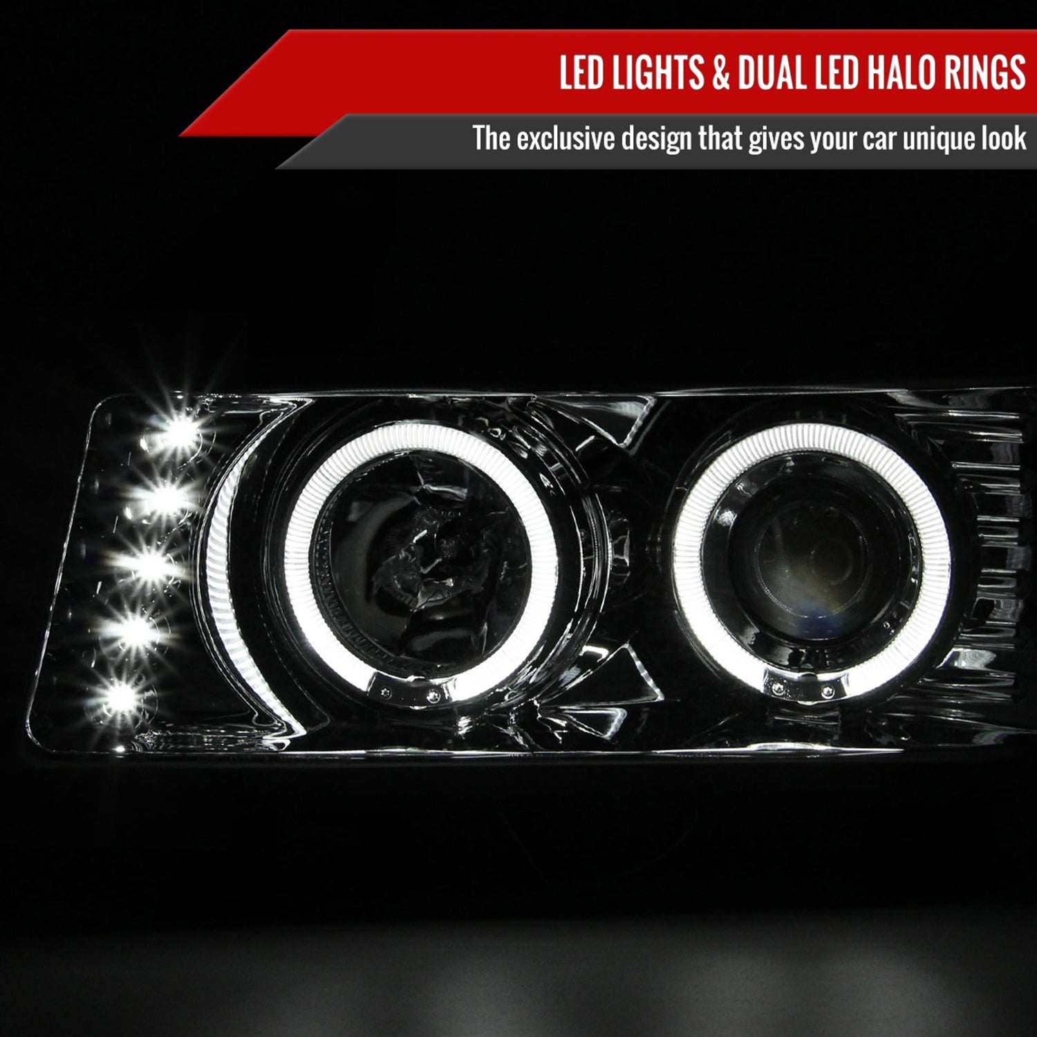 2004-2012 Chevy Colorado/ GMC Canyon Dual Halo Projector Headlights Chrome