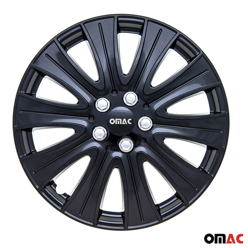 Pisa Hub Caps Wheel Cover 16" Gloss Black & Grey Full Set 4 pcs.