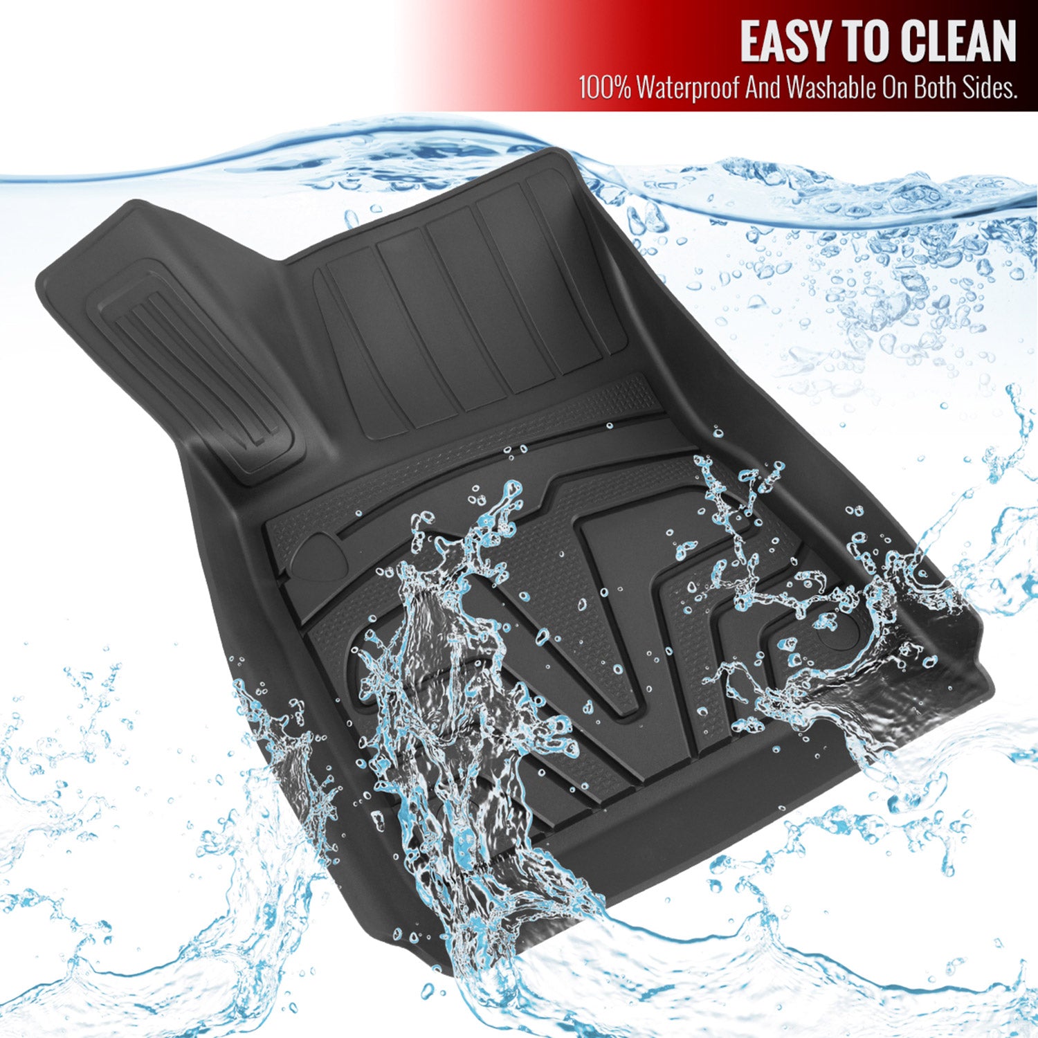 2017-2022 Tesla Model 3 Black TPE Front & Rear Floor Mats All Weather 5Pcs