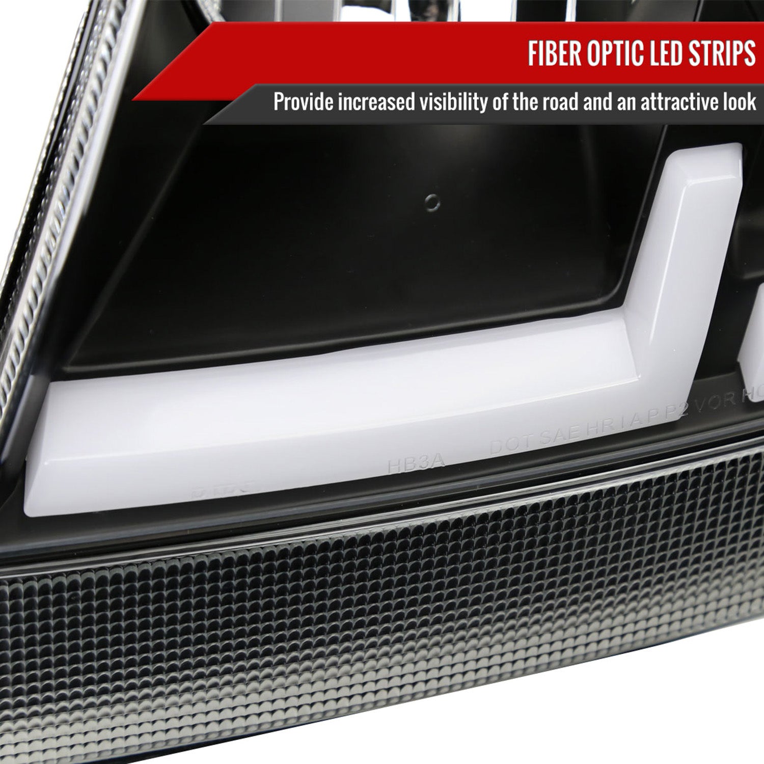 1999-2004 Jeep Grand Cherokee Factory Dual LED Bar Headlights Matt Black/Clear