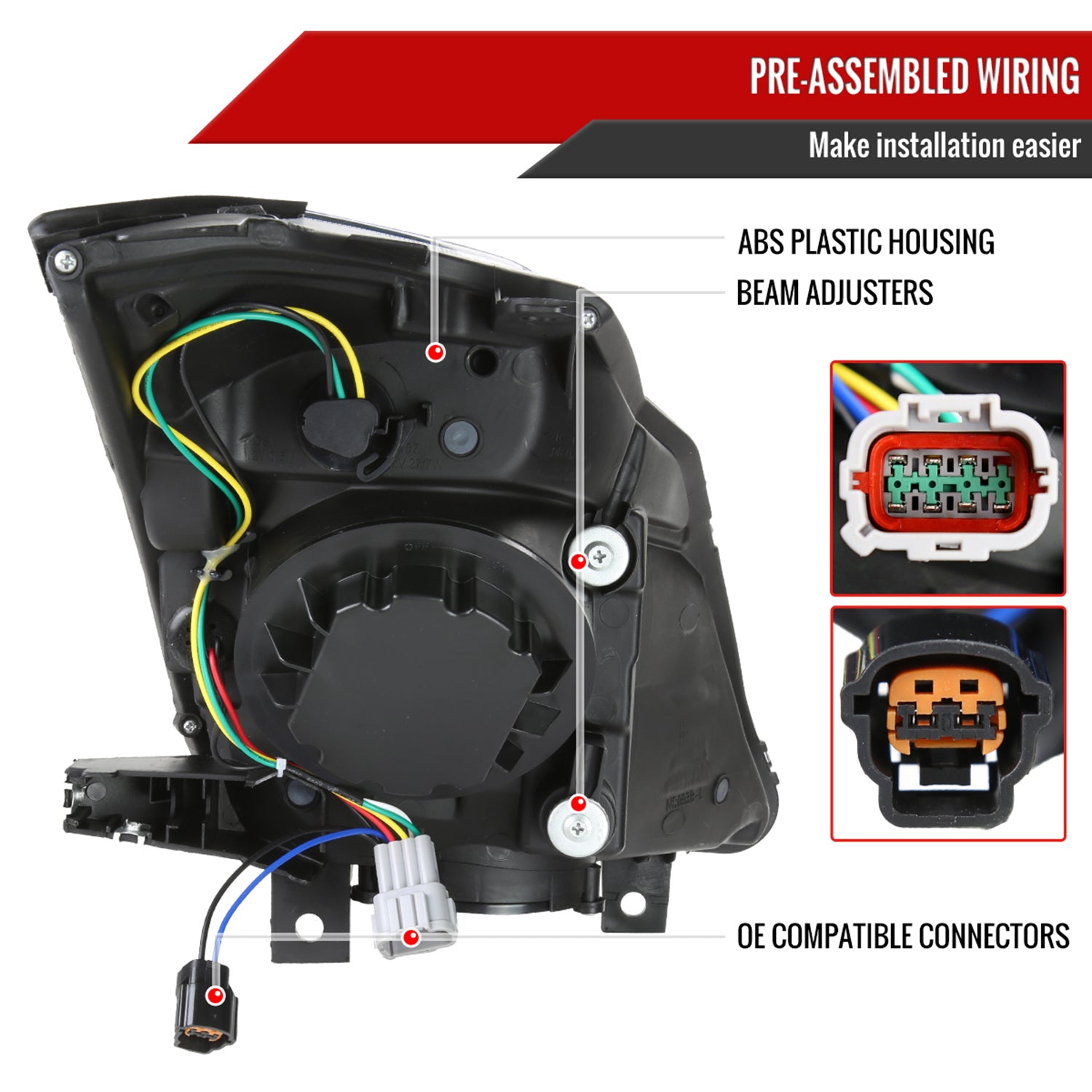 2006-2009 Nissan 350Z Turn Signal Animated LED Bar Projector Headlights Black