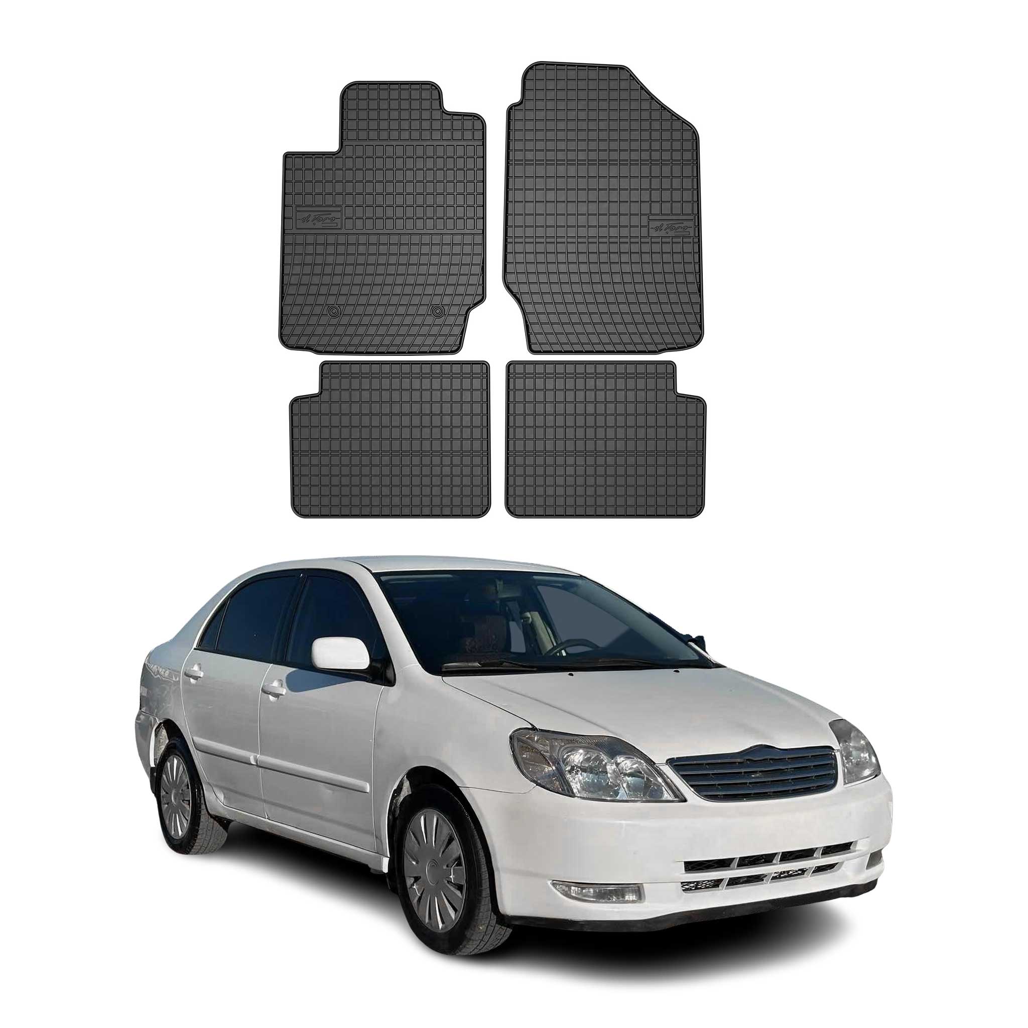 2003-2008 Toyota Corolla Floor Mats Liners Full Set All Weather Rubber Black