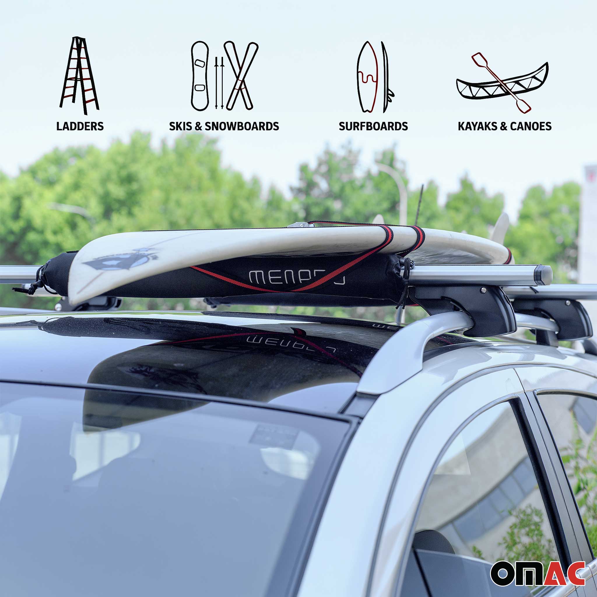 Car Roof Rack Pads Surfboard Kayak Canoe Crossbars Protection 2 Pcs Set