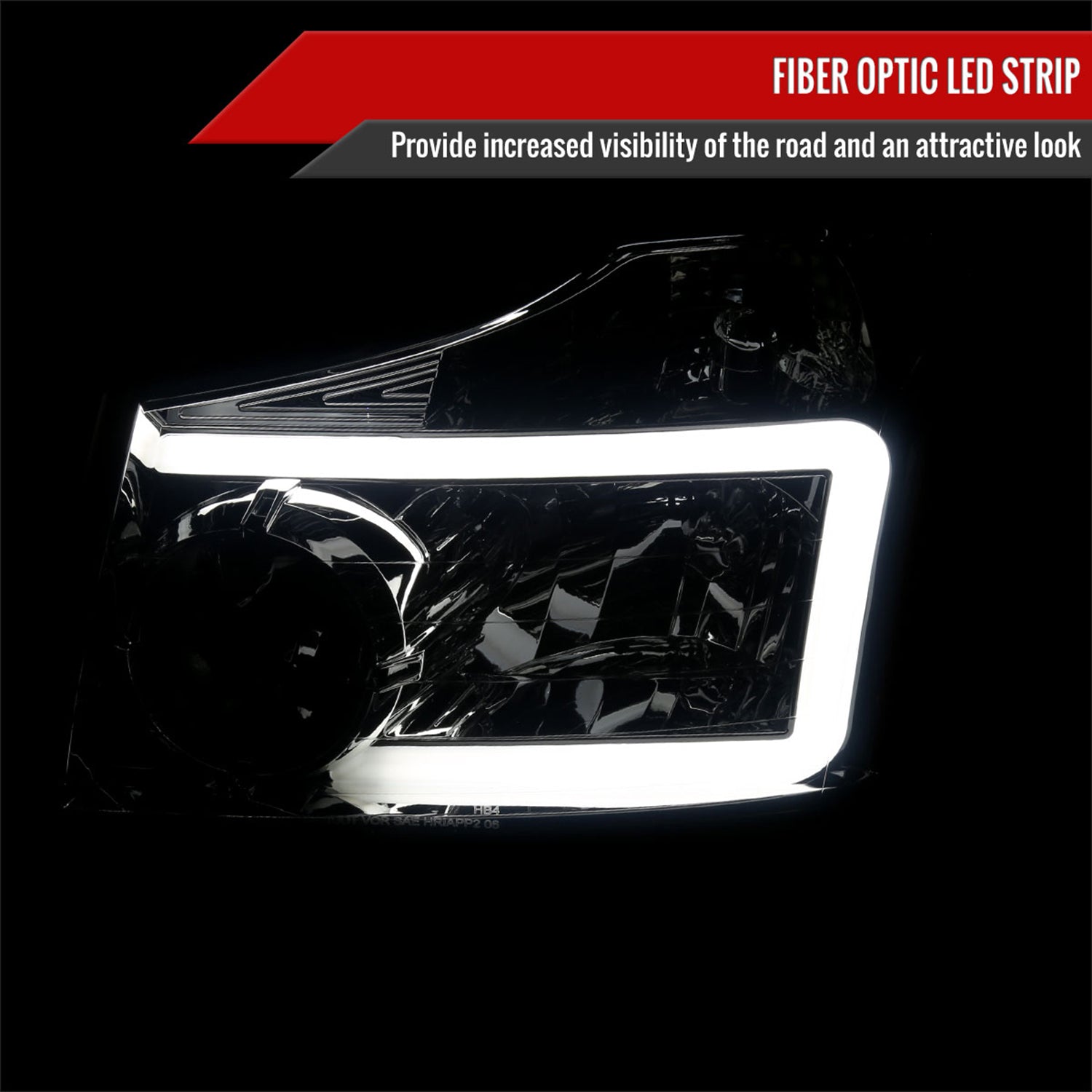 2004-2015 Nissan Titan / 04-2007 Armada LED Bar Factory Headlights Light Smoke