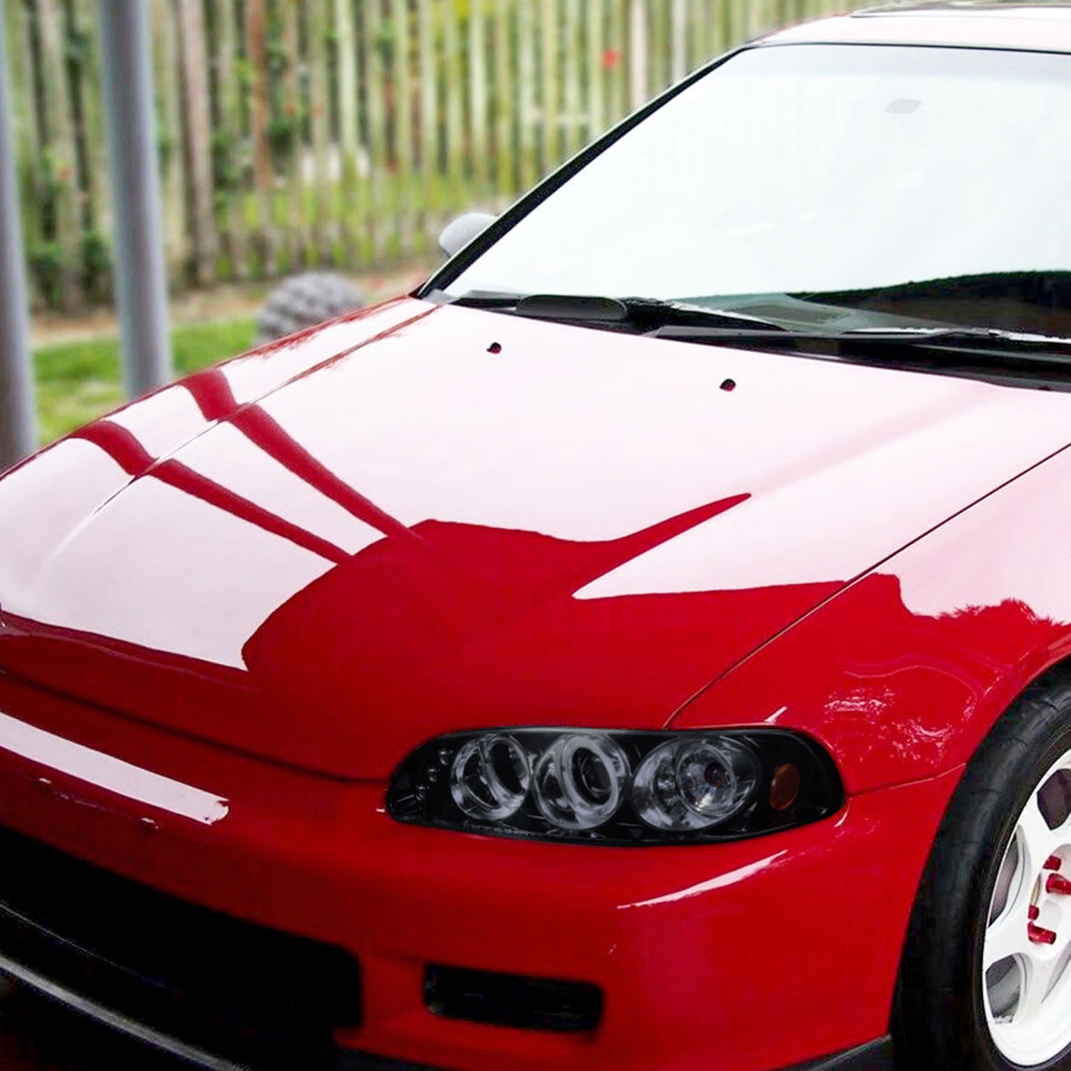 1992-1995 Honda Civic Dual Halo Projector Headlights Glossy Black/Smoke Lens