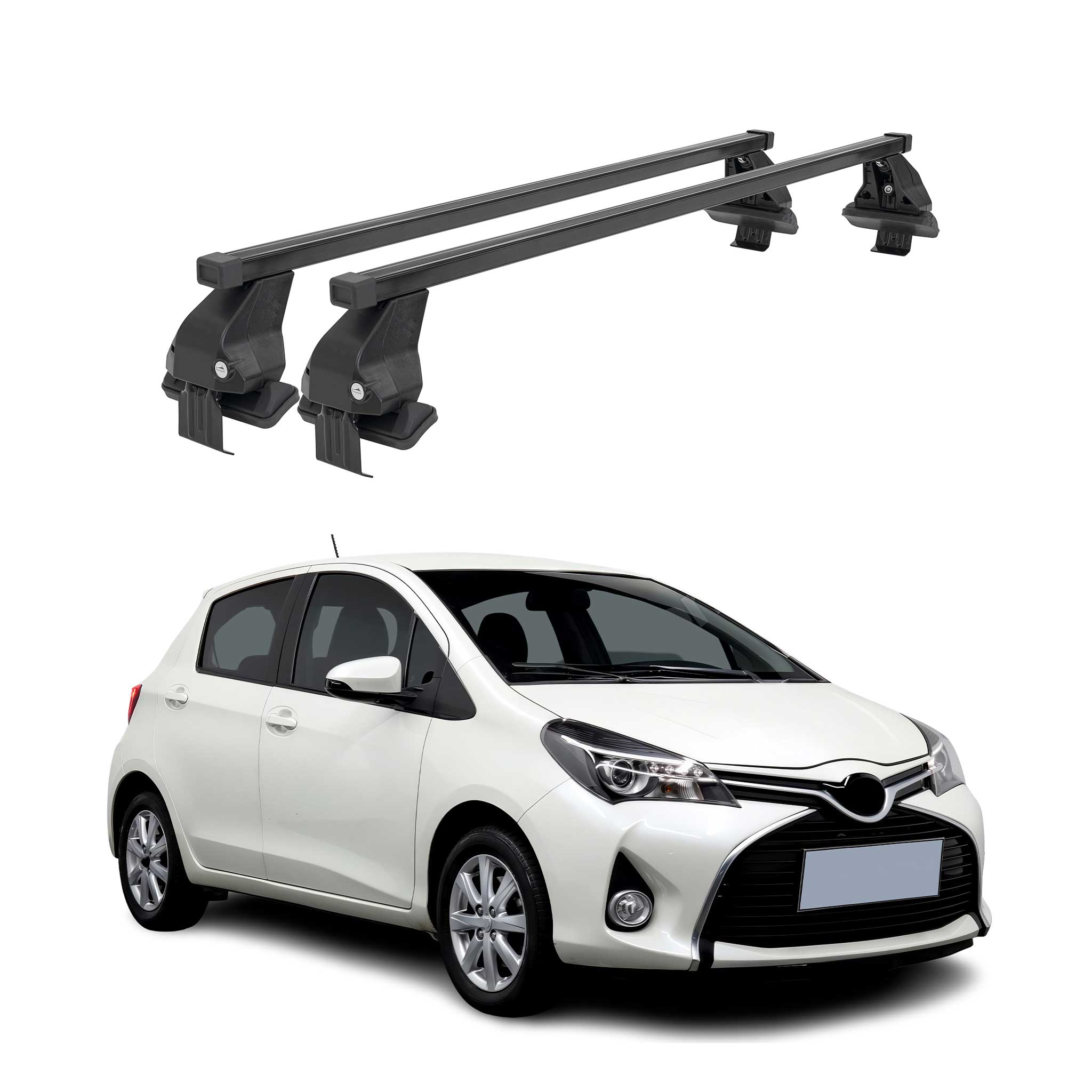 2007-2012 Toyota Yaris Hatchback Roof Rack Cross Bars Black