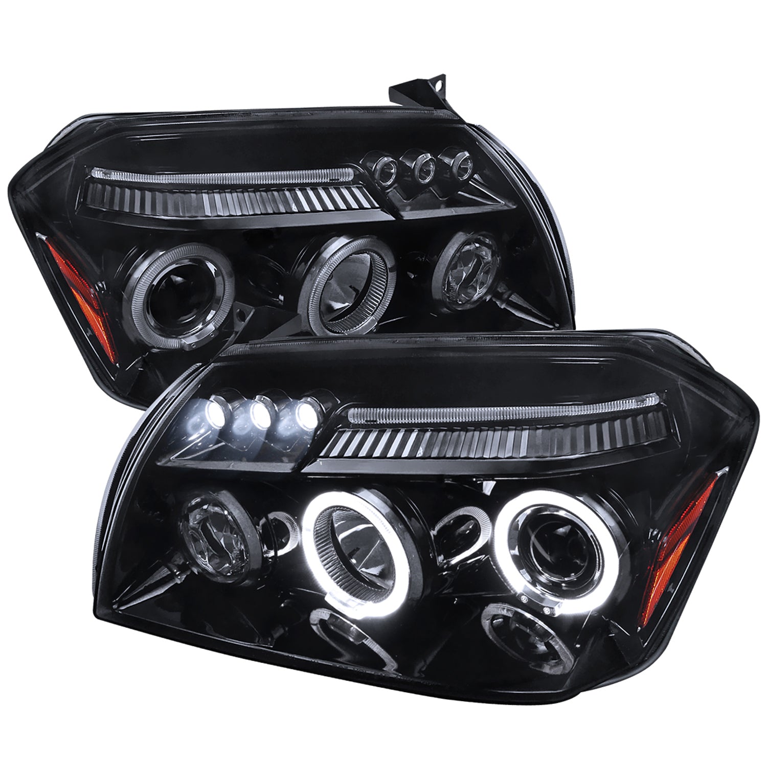 2005-2007 Dodge Magnum Dual Halo Projector Headlights Glossy Black/Smoke Lens