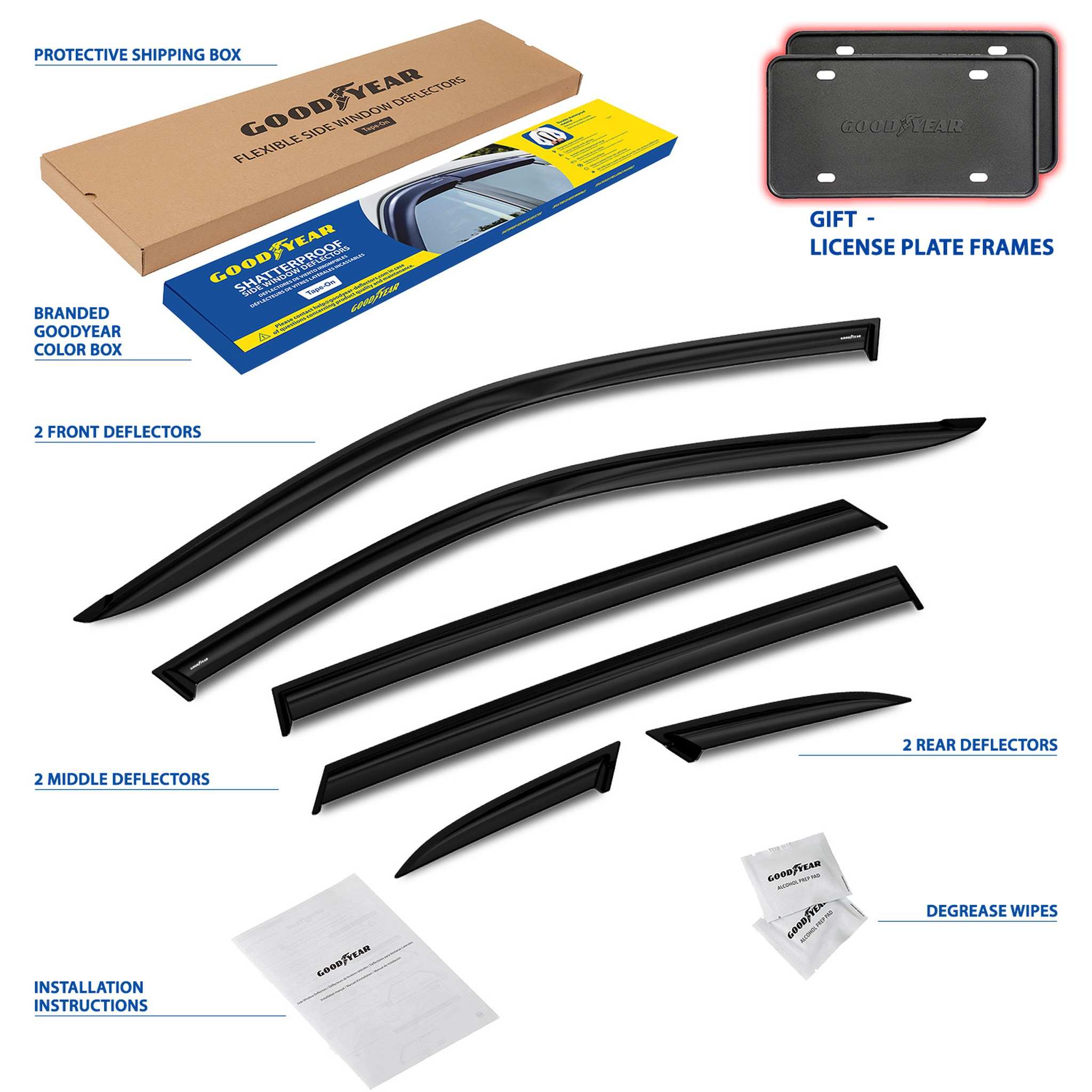 Goodyear Wind Deflectors for Chevrolet Trax 2024-2026 Tape-On Premium Smoke 6Pcs