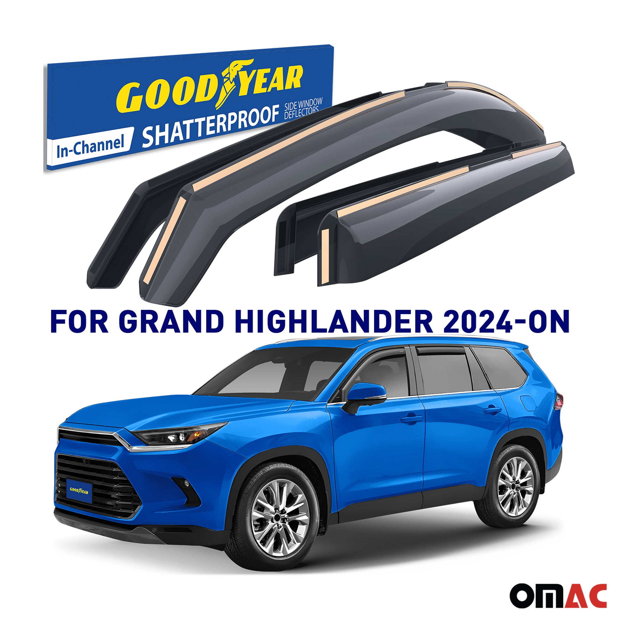 Goodyear Wind Deflectors for Lexus TX 2024-2025 In-channel Premium Smoke 4 pcs