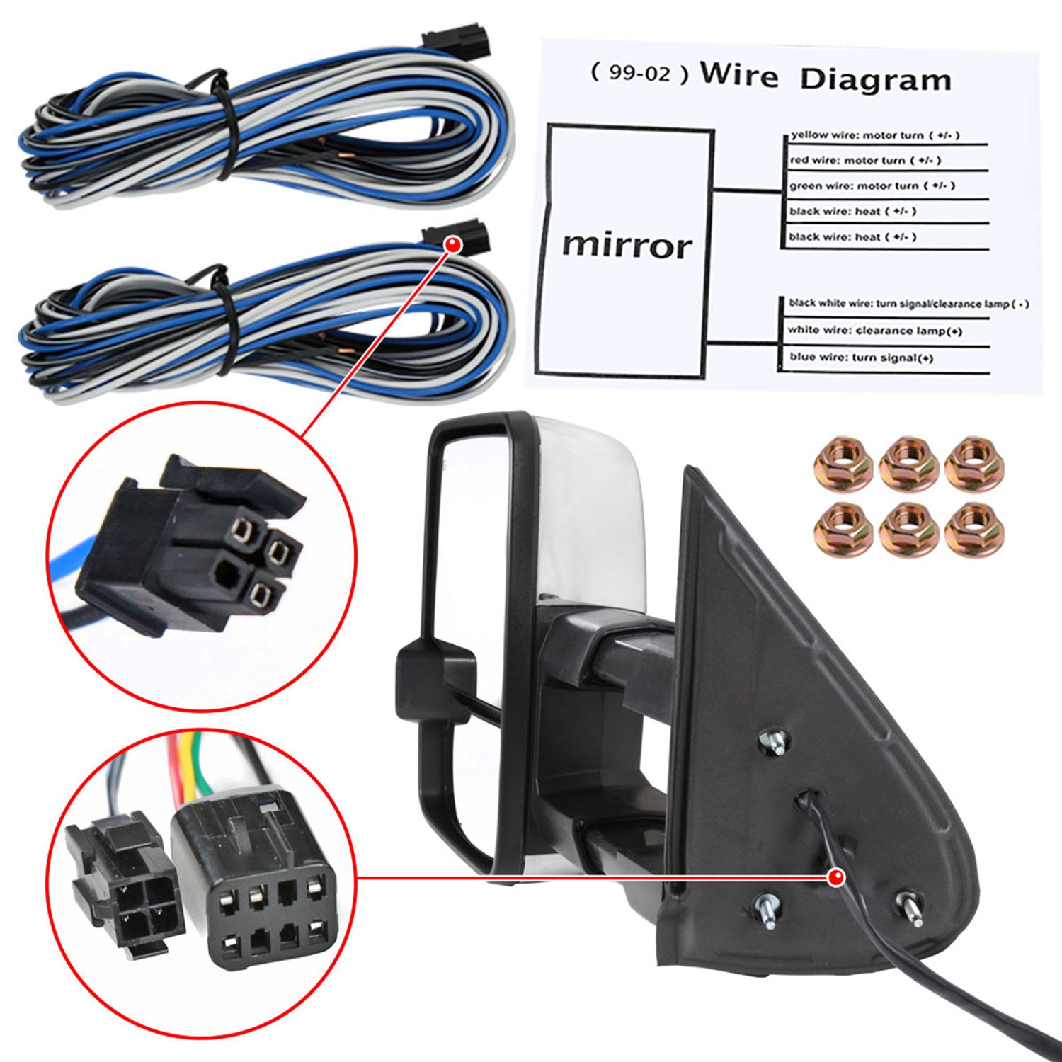 1999-2002 Chevy Silverado/Tahoe/Sierra/Yukon Heated Towing Mirrors Smoke