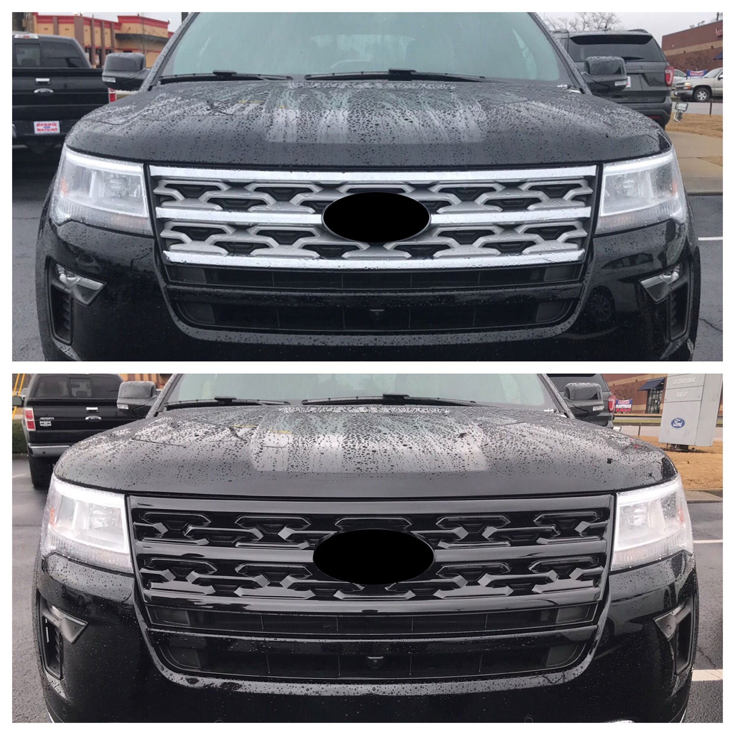 2018-2019 Ford Explorer Grille Overlay Gloss Black 1Pcs ABS Plastic