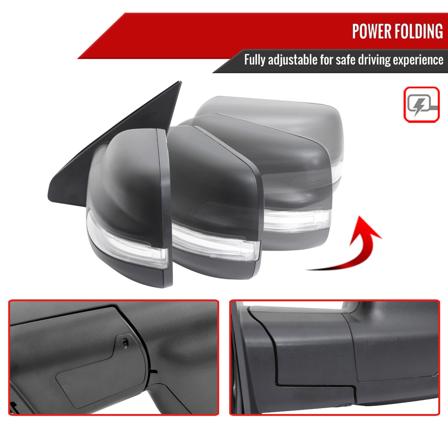 2019-2024 Dodge RAM 1500 Black Auto-Fold Side Mirror Driver Side