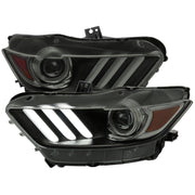 2015-2017 Ford Mustang / 18-2020 Shelby Strip LED Xenon HID Headlights Smoke
