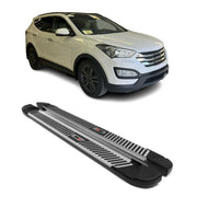 2013-2018 Hyundai Santa Fe Running Boards Side Steps Silver & Black