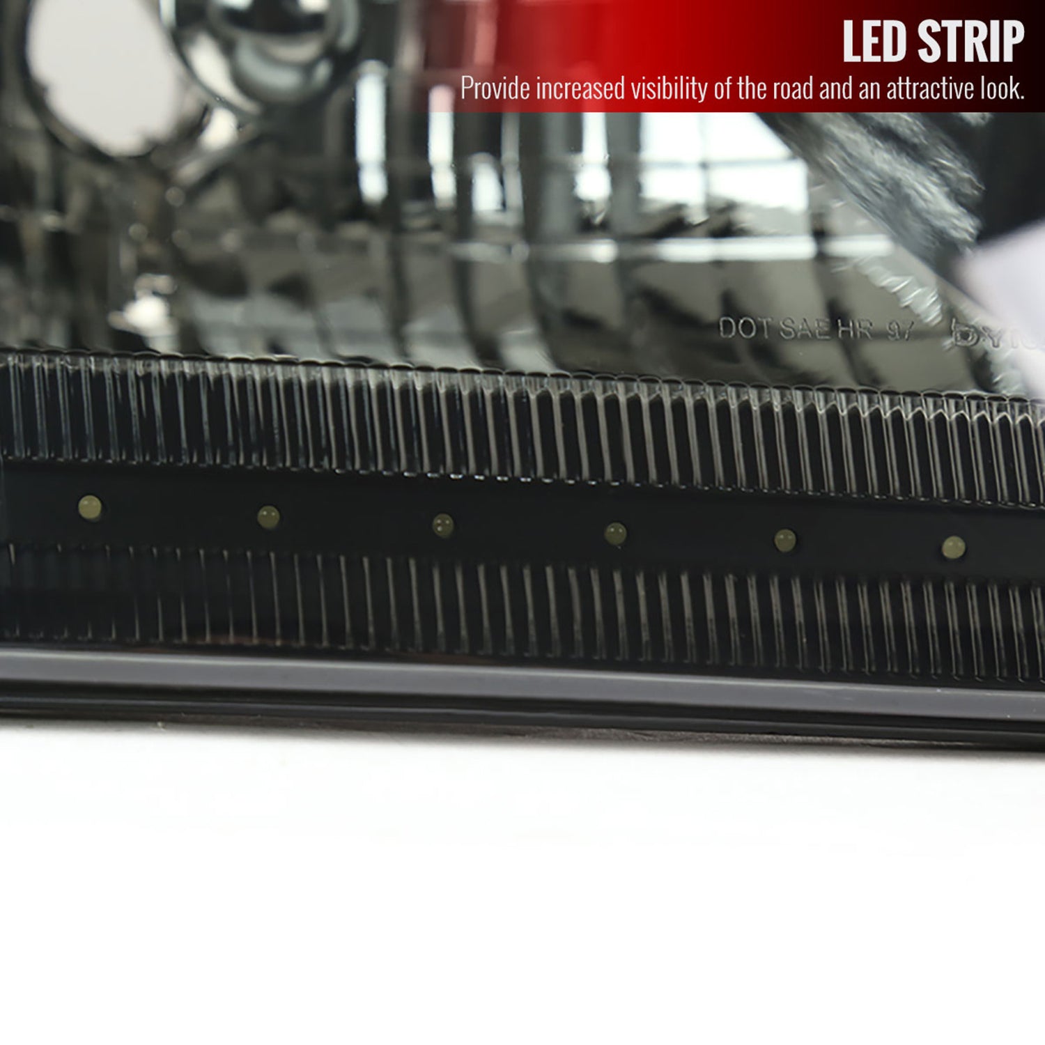 1997-2004 Ford F-150/Expedition Factory Headlights SMD LED Light Strip Smoke