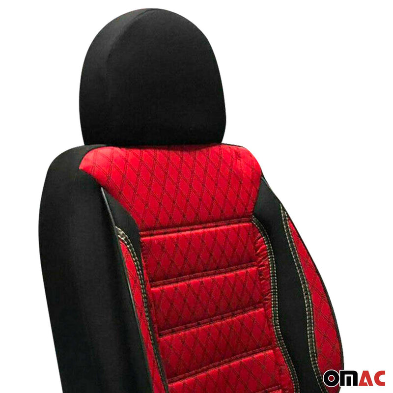 1x Front Car Pickup Van SUV Seat Cover Protection Fabric Black with Red