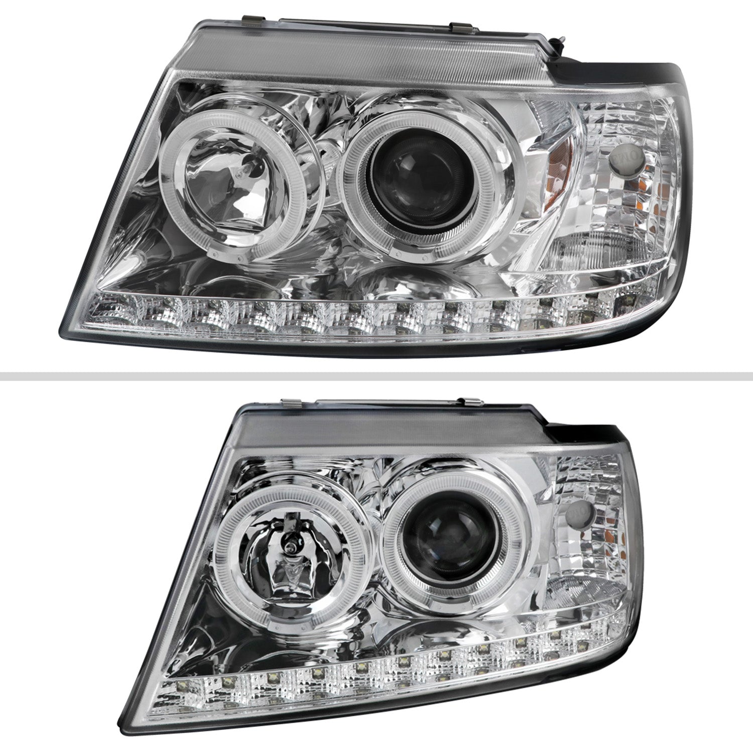 2002-2005 Ford Explorer Dual Halo Projector Headlights Chrome/Clear Lens