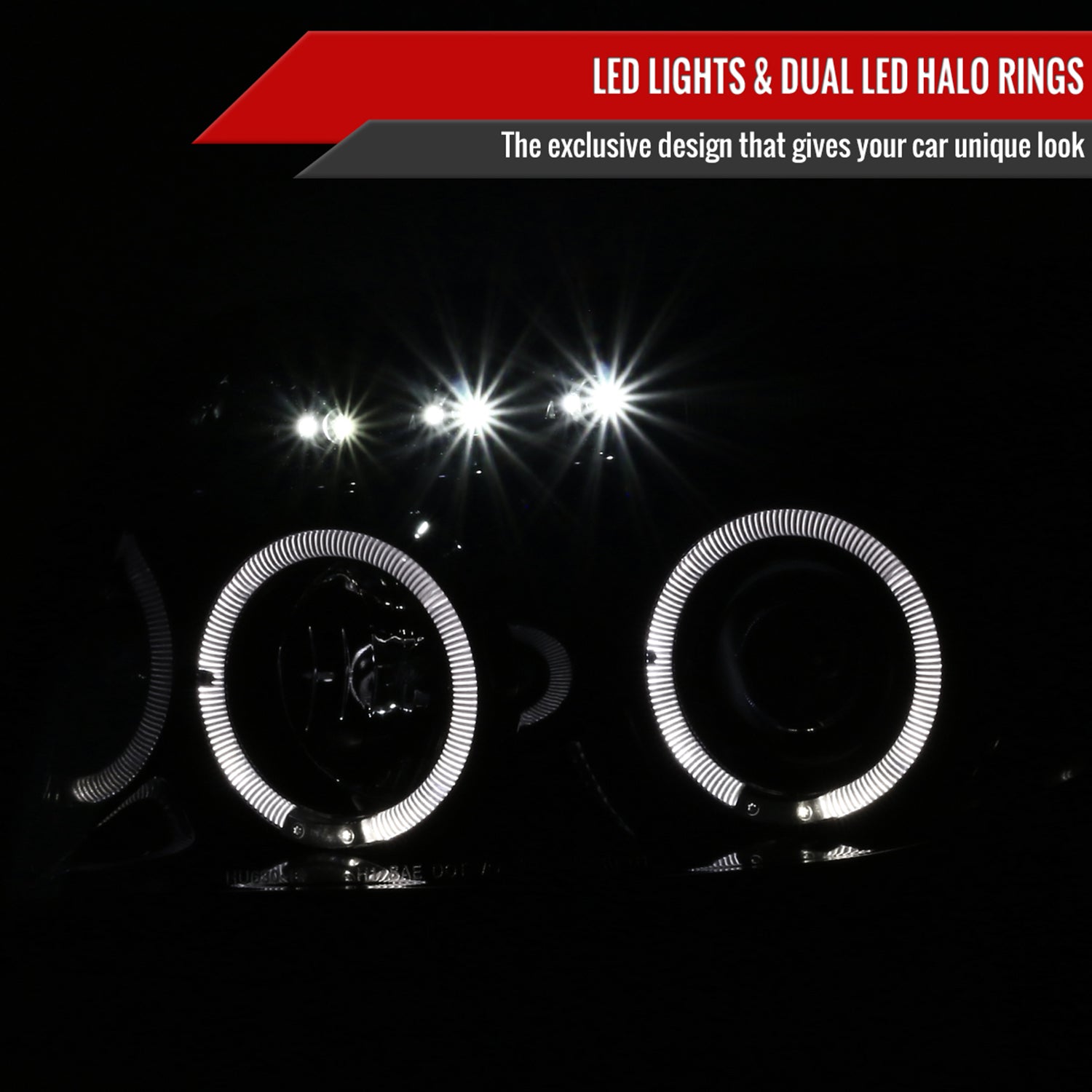 2003-2005 Toyota 4Runner Dual Halo Projector Headlights Glossy Black/Smoke