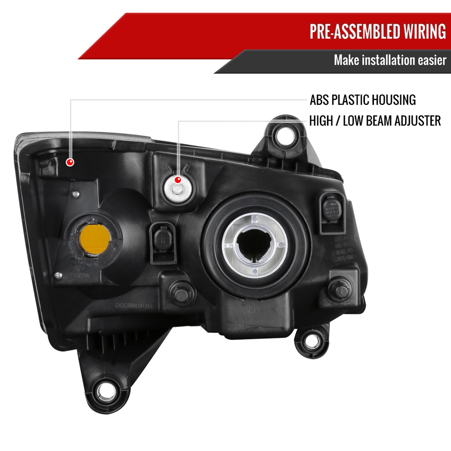 2008-2010 Dodge Grand Caravan Factory Crystal Headlights Amber Reflector Black