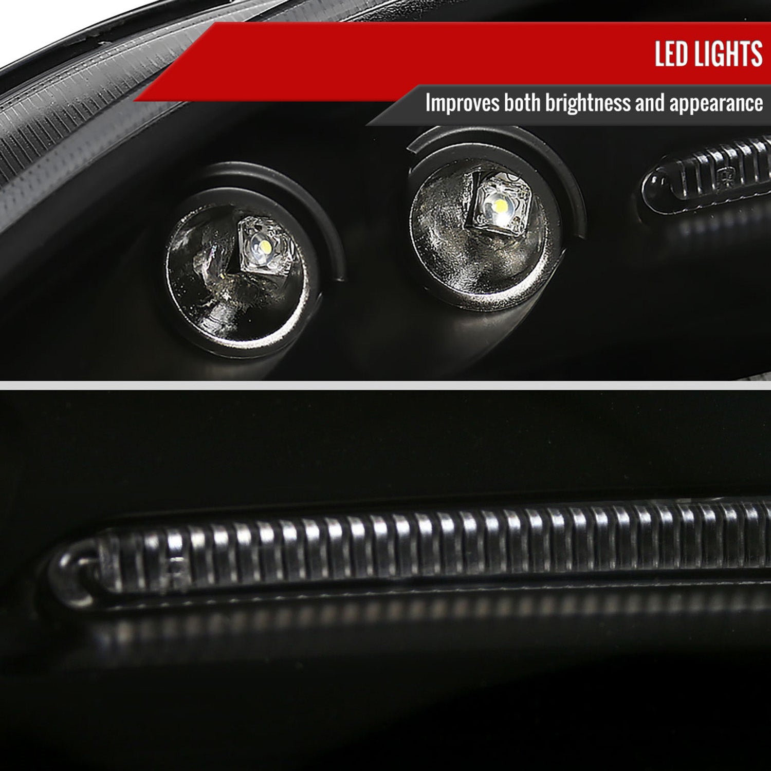 2006-2011 Mitsubishi Eclipse Dual Halo Projector Headlights Matte Black/Clear