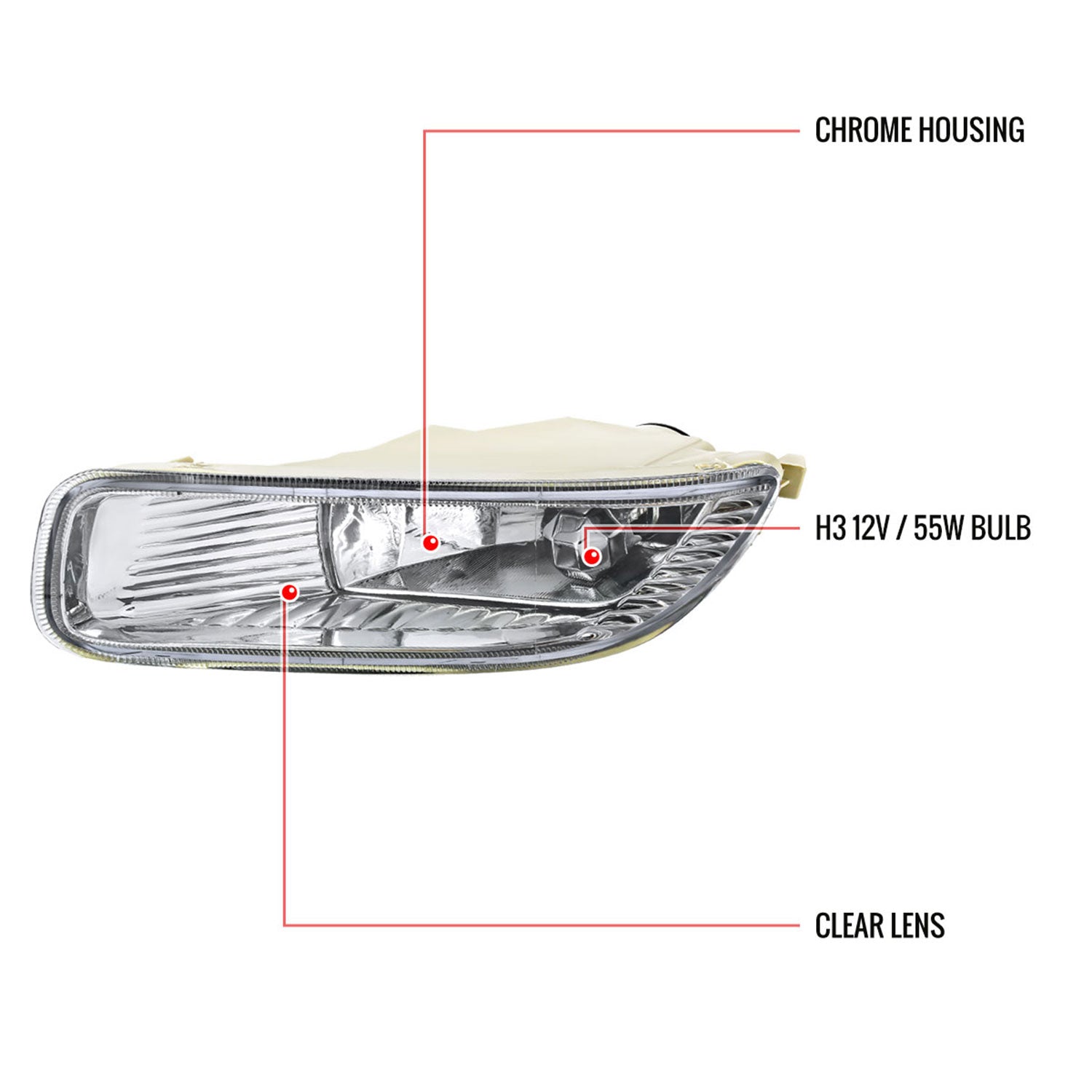 2003-2004 Toyota Corolla H3 Fog Lights Kit Switch & Wiring Harness Chrome