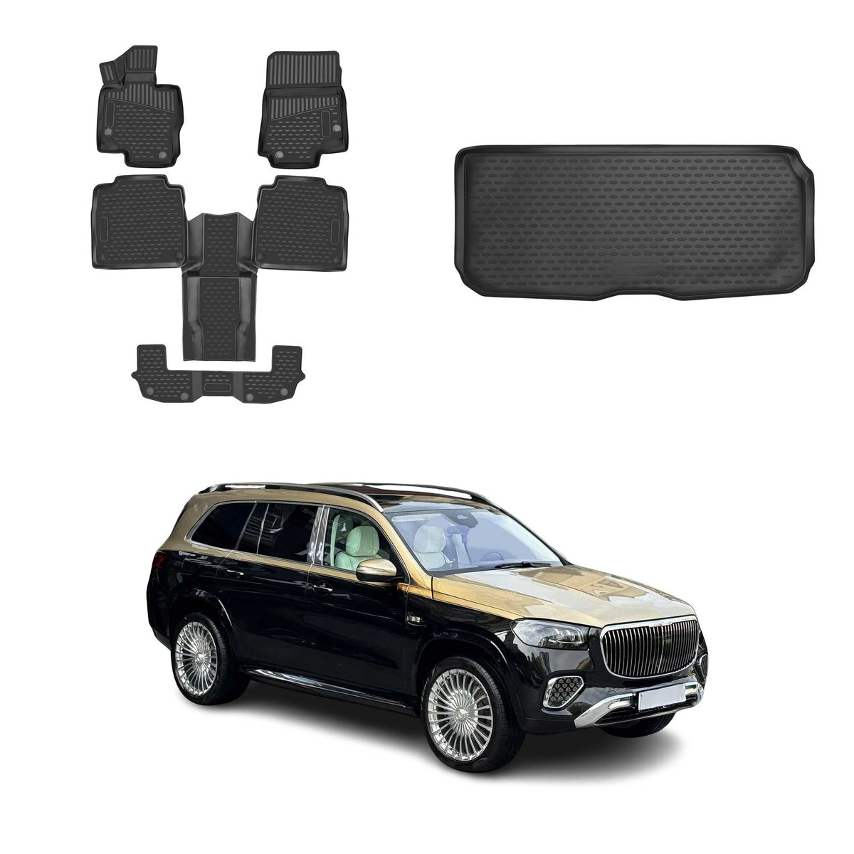Floor Mats & Cargo Liners for Mercedes GLS Class X167 2020-26 7 Passenger Seats