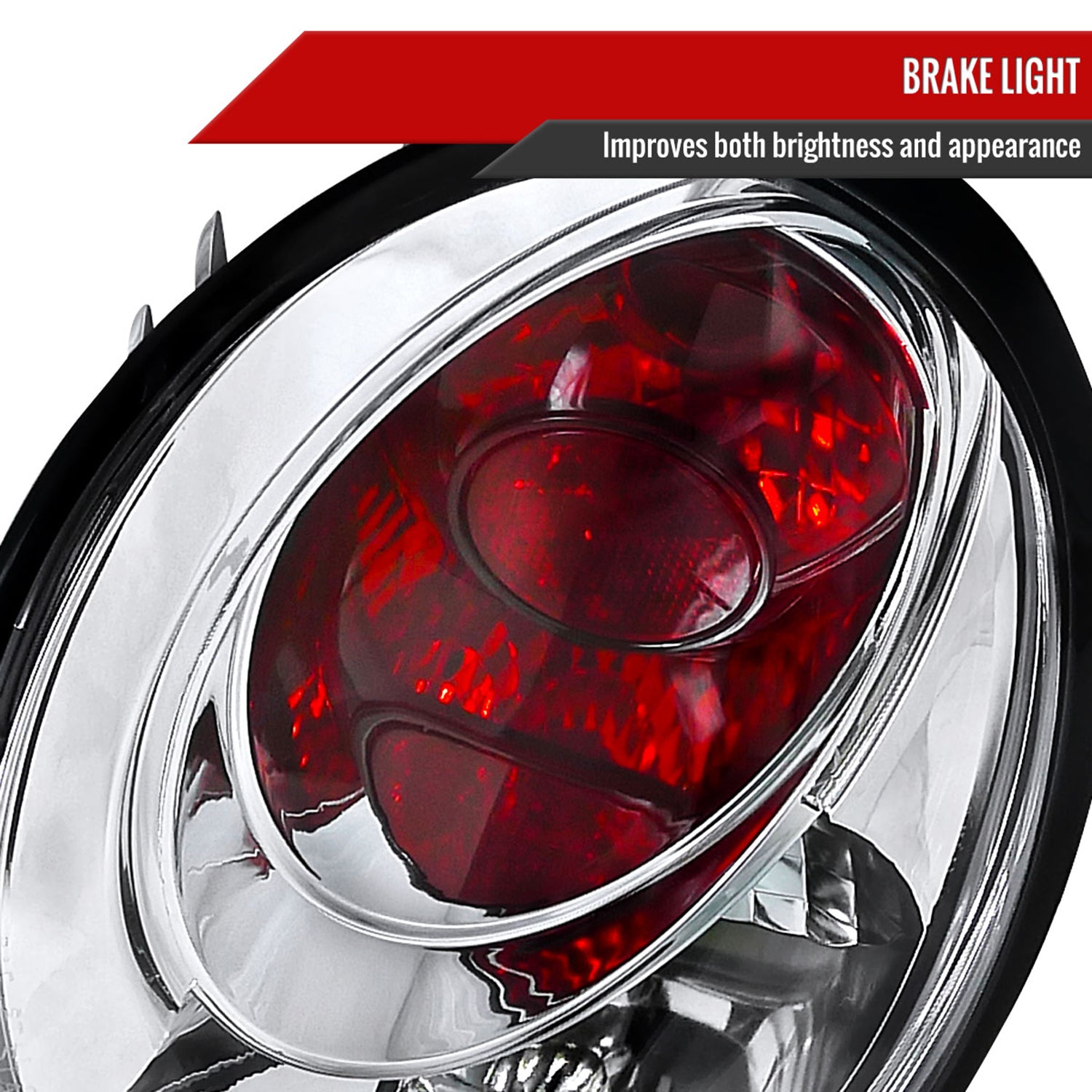 1998-2005 VW Beetle Tail Lights Chrome Housing/Clear Lens