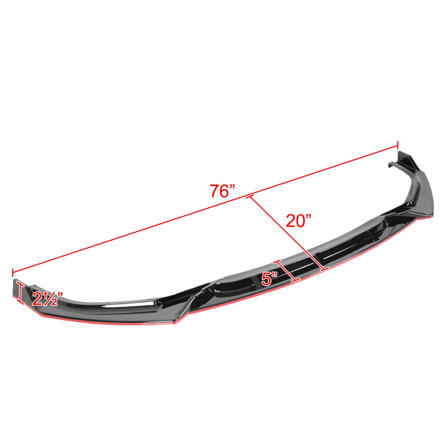 2019-2021 Honda Civic Sedan Glossy Black/Red Trim 3PC Front Bumper Lip Set