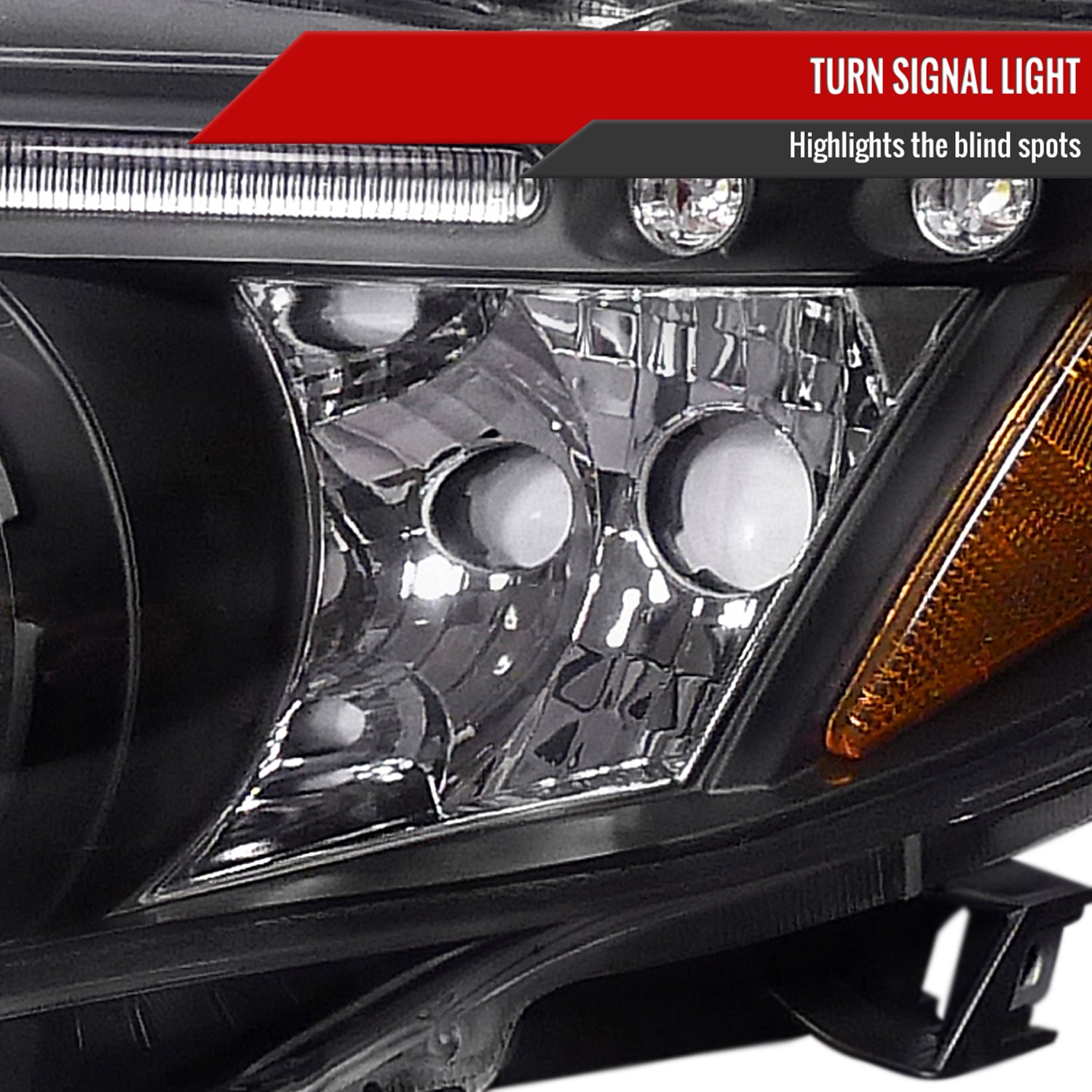 2009-2010 Toyota Corolla Dual Halo Projector Headlights Matte Black/Clear Lens