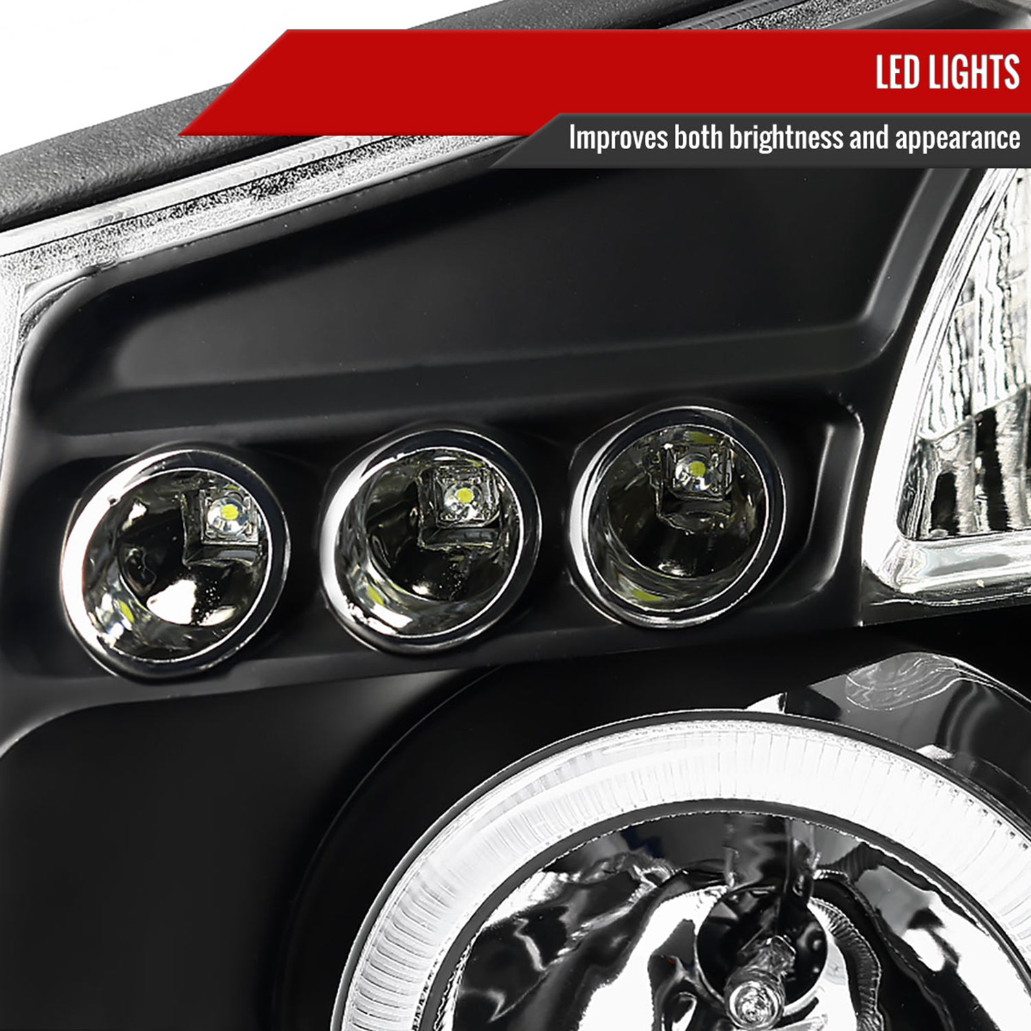 2004-2015 Nissan Titan/ 04-2007 Armada Dual Halo Projector Headlights Matt Black