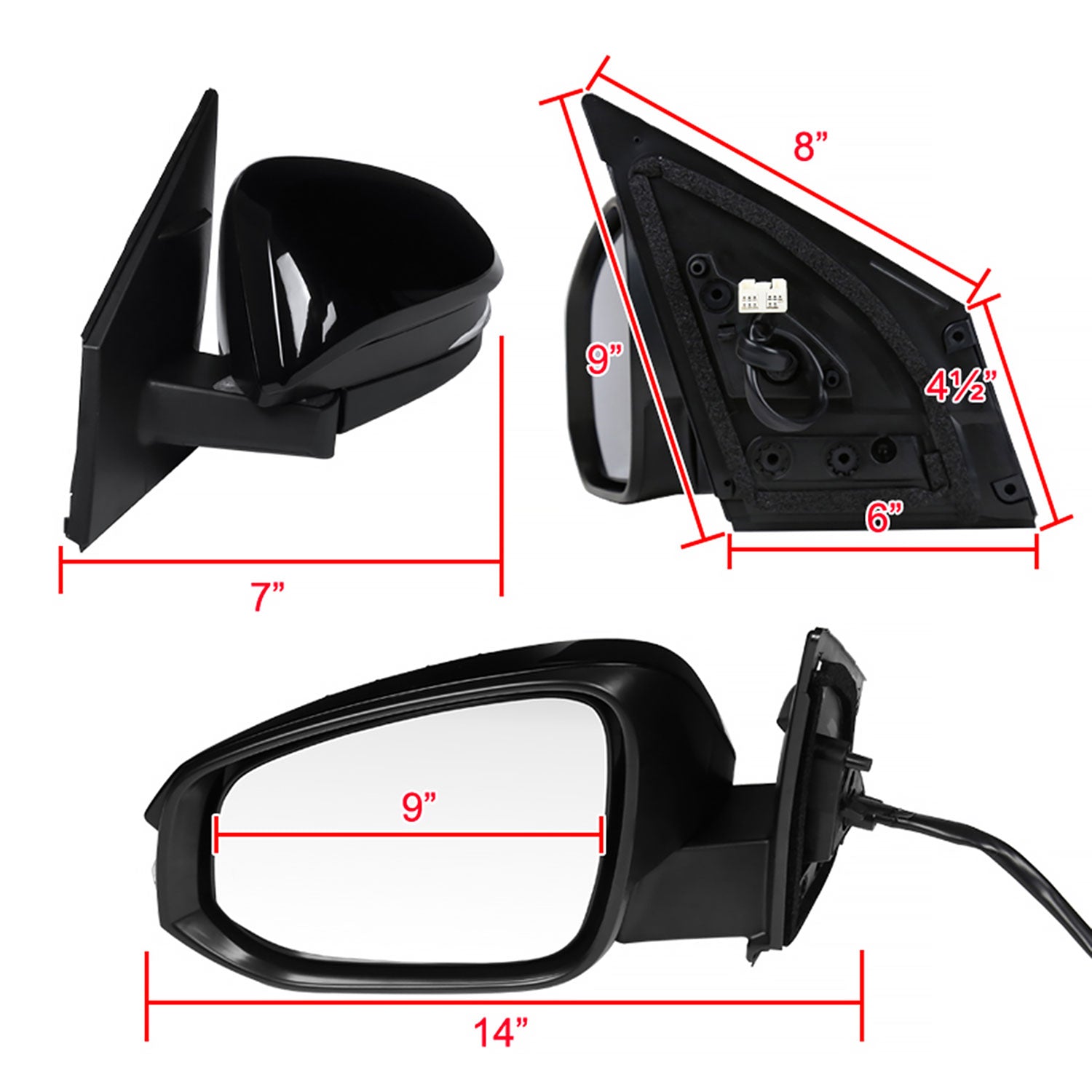 2013-2015 Toyota RAV4 Black 7Pin Heated Side Mirror LED Turn Signal Driver